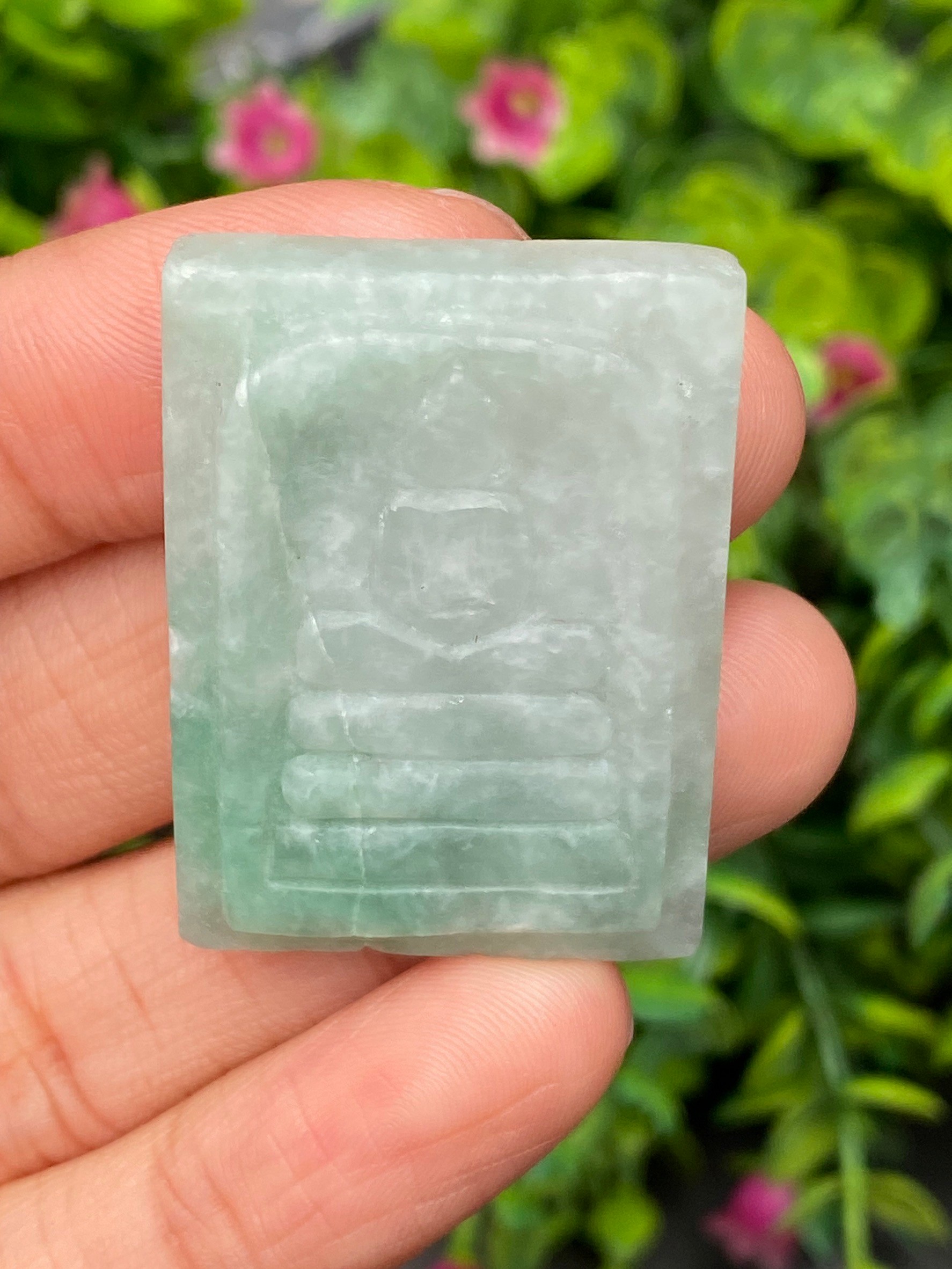 หยก แกะสลัก รูป พระ (Burmese jadeite) 81.33 กะรัต (cts.) หยก พม่า แท้