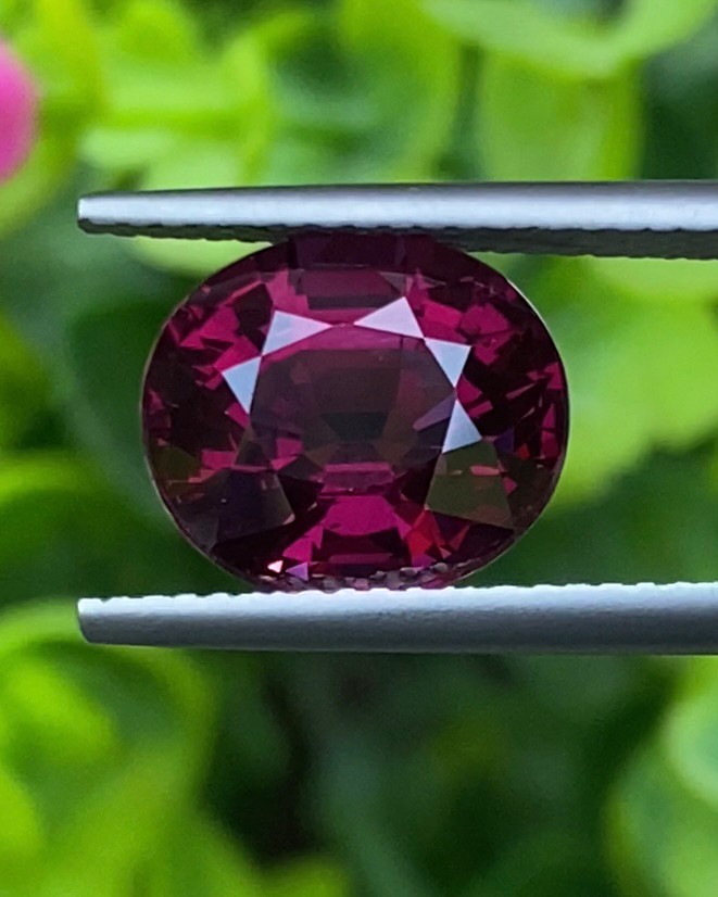 พลอย โรโดไลต์ กาเน็ท Rhodolite Garnet 5.23 กะรัต Cts.พลอยแท้ อัญมณีมงคลประจําวันเกิด เครื่องประดับพลอย