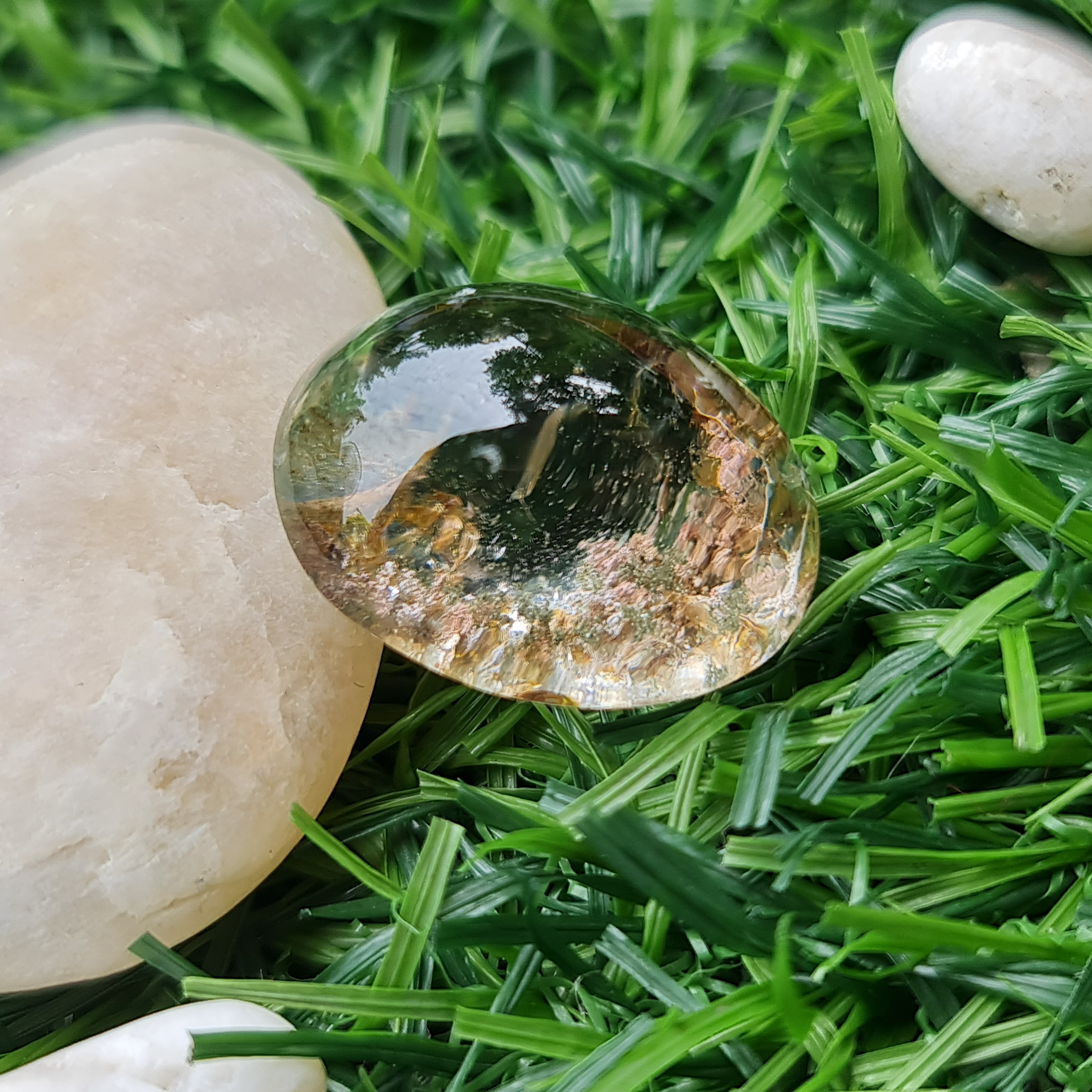 โป่งข่าม ควอตซ์ Rutilated Quartz 39.49 กะรัต Cts. พลอยแท้ อัญมณีมงคลประจําวันเกิด เครื่องประดับพลอย