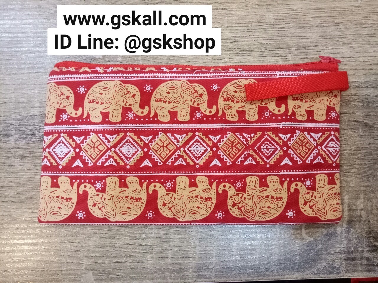 ถุงผ้าดิบมีซิป ลายช้างไทย