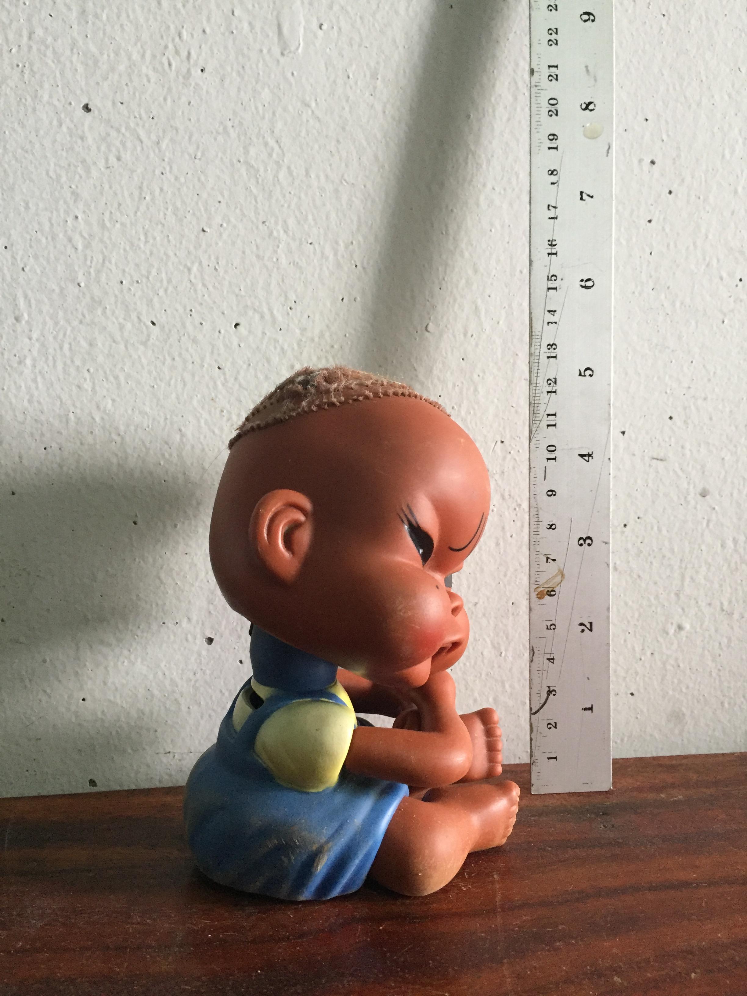 ตุ๊กตาโบราณ หัวดุ๊กดิ๊ก ขดลวดขึ้นสนิม ผมตัดหมด ตามภาพ