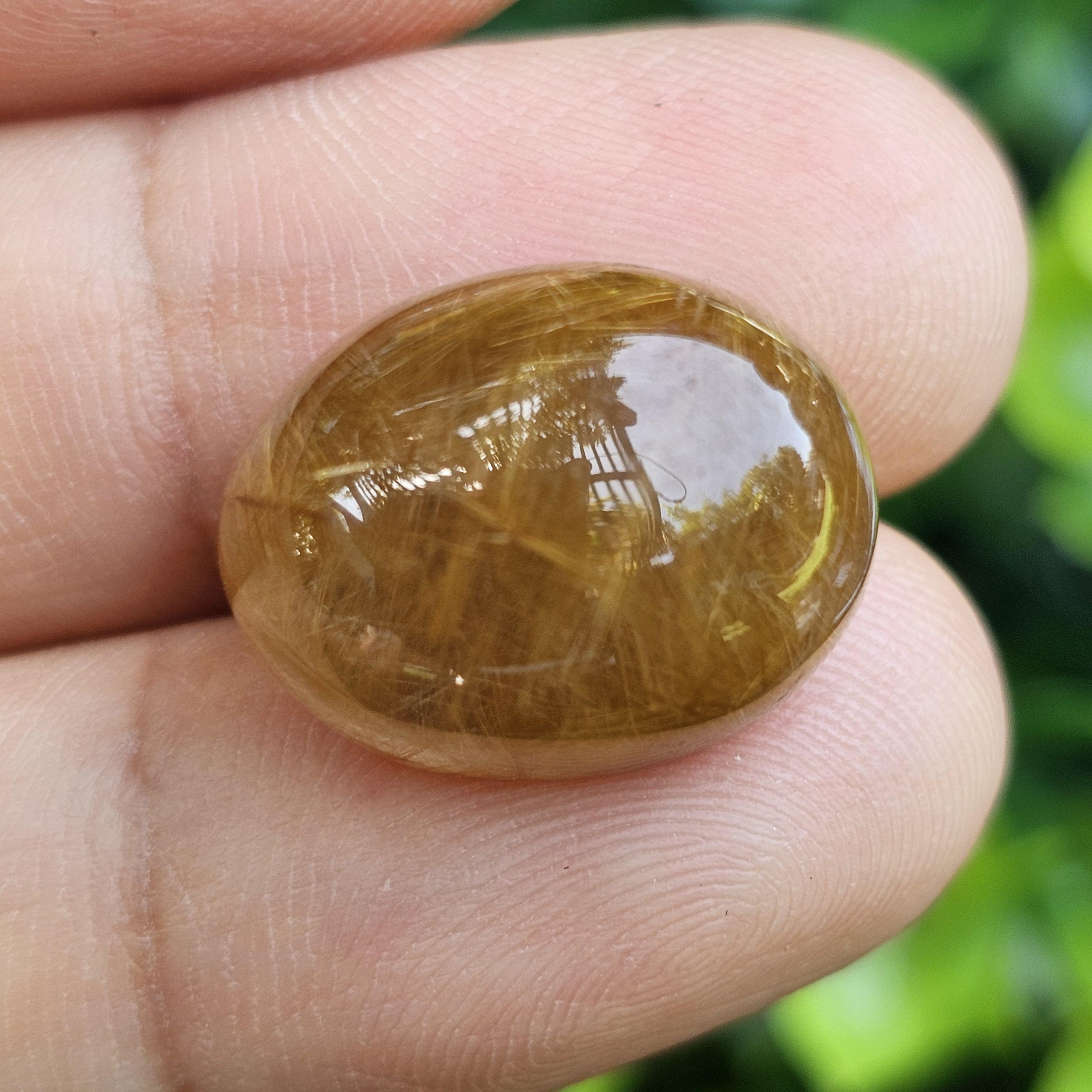 ไหมทอง ควอตซ์ Golden Rutilated Quartz 20.27 กะรัต Cts.พลอยแท้ อัญมณีมงคลประจําวันเกิด เครื่องประดับพลอย