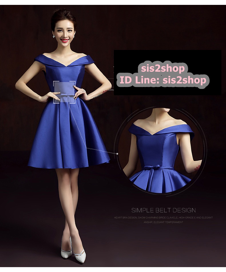 พร้อมส่ง ชุดราตรีสั้น แบบไหล่ปาด สไตล์วินเทจผ้าไหมดัชเชส กระโปรงทรงA แต่งโบว์ช่วงเอว (เชือกผูกหลัง) สีขาว