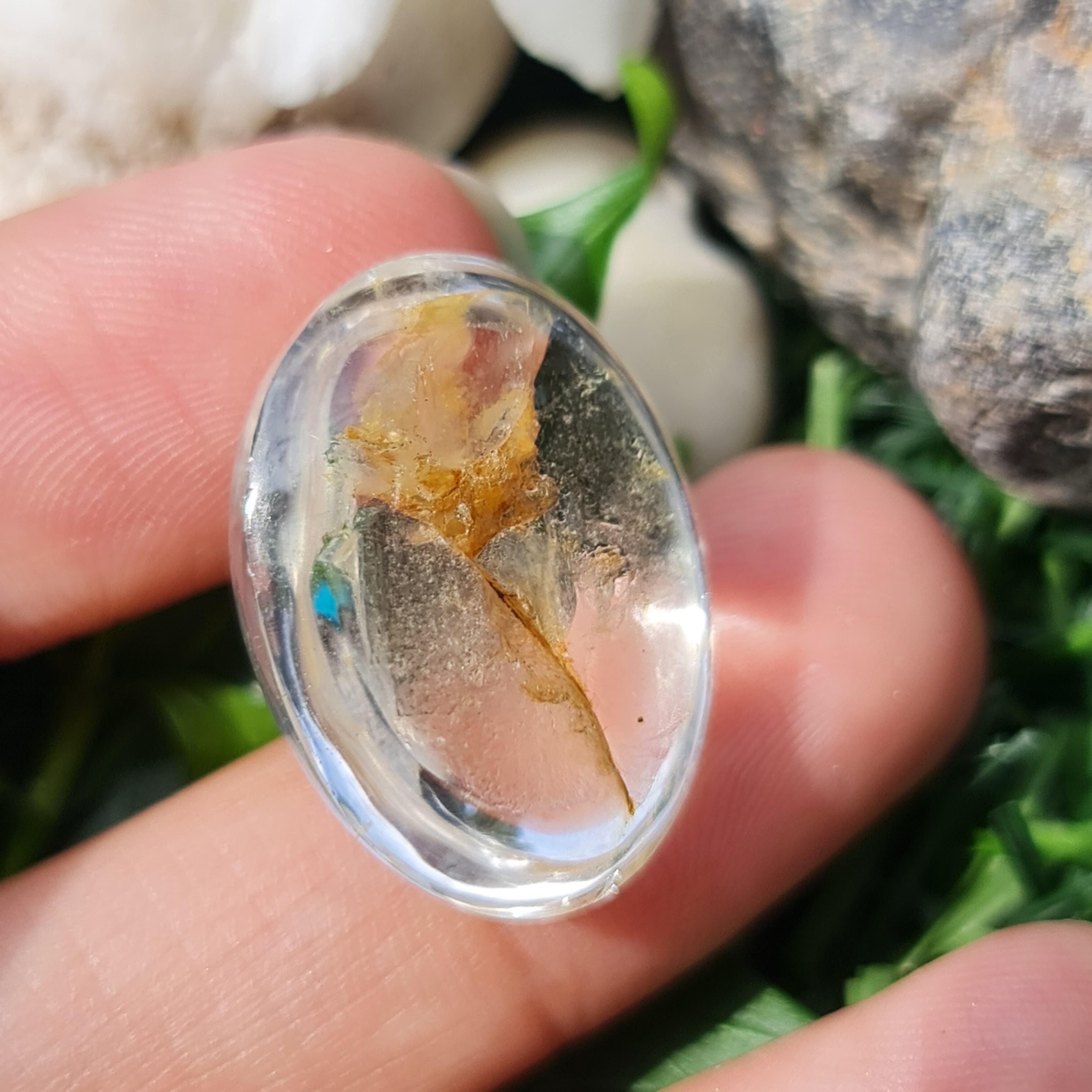 โป่งข่าม ควอตซ์ Rutilated Quartz 31.58 กะรัต Cts. พลอยแท้ อัญมณีมงคลประจําวันเกิด เครื่องประดับพลอย