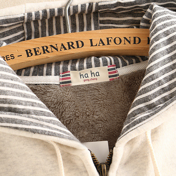 เสื้อแจ็คเก็ตกันหนาววินเทจ มีฮู้ด ซับผ้าขนนุ่ม (12072LM)