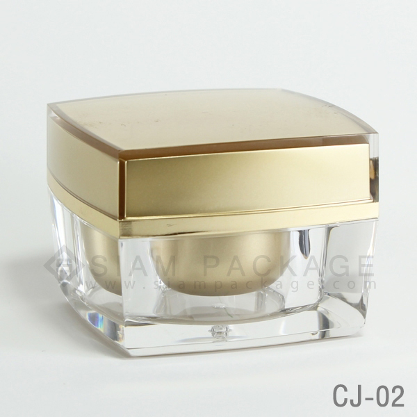กระปุก อะคริลิค ชาแนลพรีเมี่ยม ถ้วยทอง รหัส CJ-02