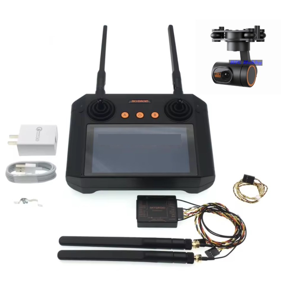 รีโมทจอสัมผัส พร้อม Ground Station ในตัว Skydroid H12Pro พร้อมรีซีฟ R12Pro และกล้องC10Pro กิมบอลกันสั่น3แกนในตัว บันทึก VDO 2K และภาพได้ สตรีมVDOสดผ่าน RTSP Ethernet port ได้