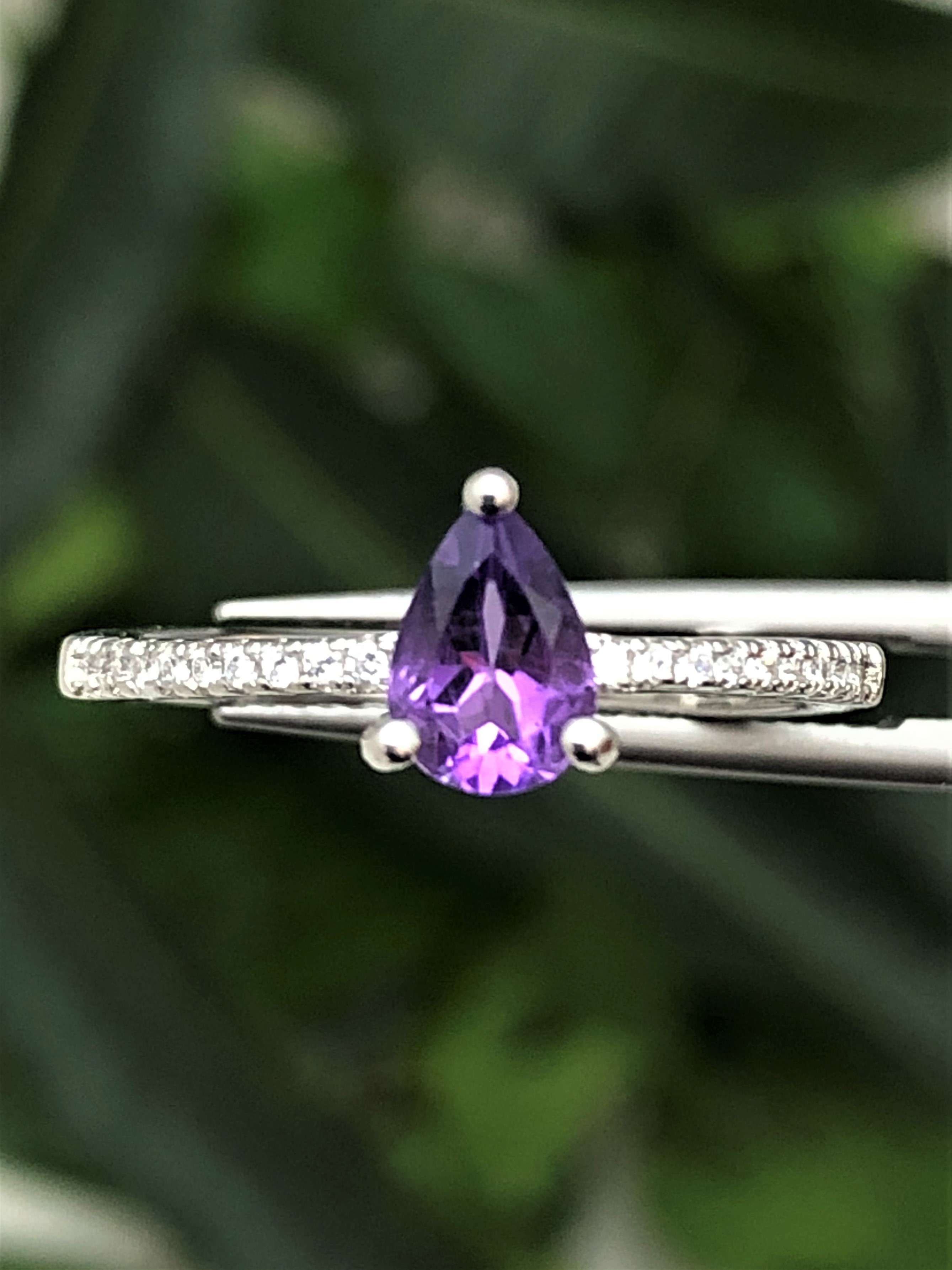 ชุดเครื่องประดับพลอย อเมทิส Amethyst Jewelry ตัวเรือนเงินแท้ ชุบทองคำขาว เพชร CZ คัดคุณภาพ
