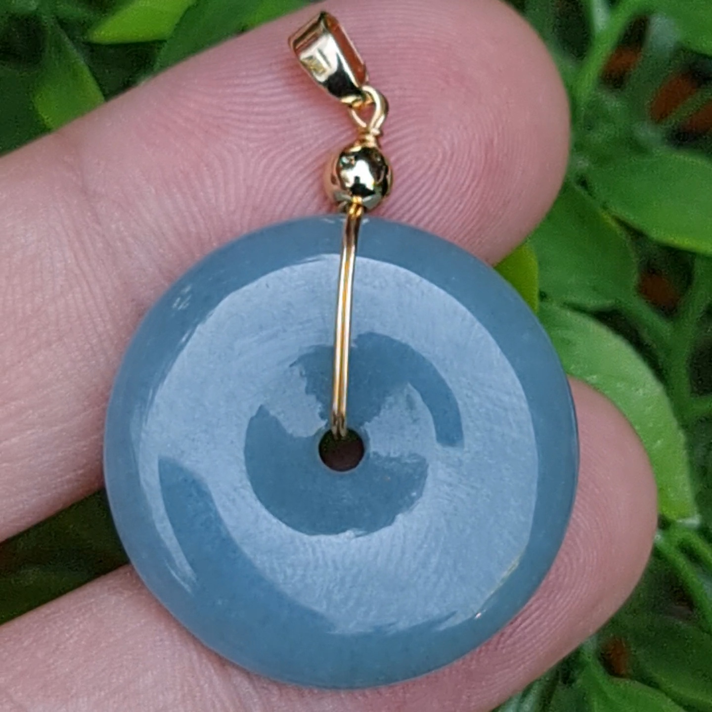 หยก จี้โดนัทหยก 37.60 Cts. (Bi Disc Jade) หยกแท้ อัญมณีมงคลประจําวันเกิด เครื่องประดับพลอย