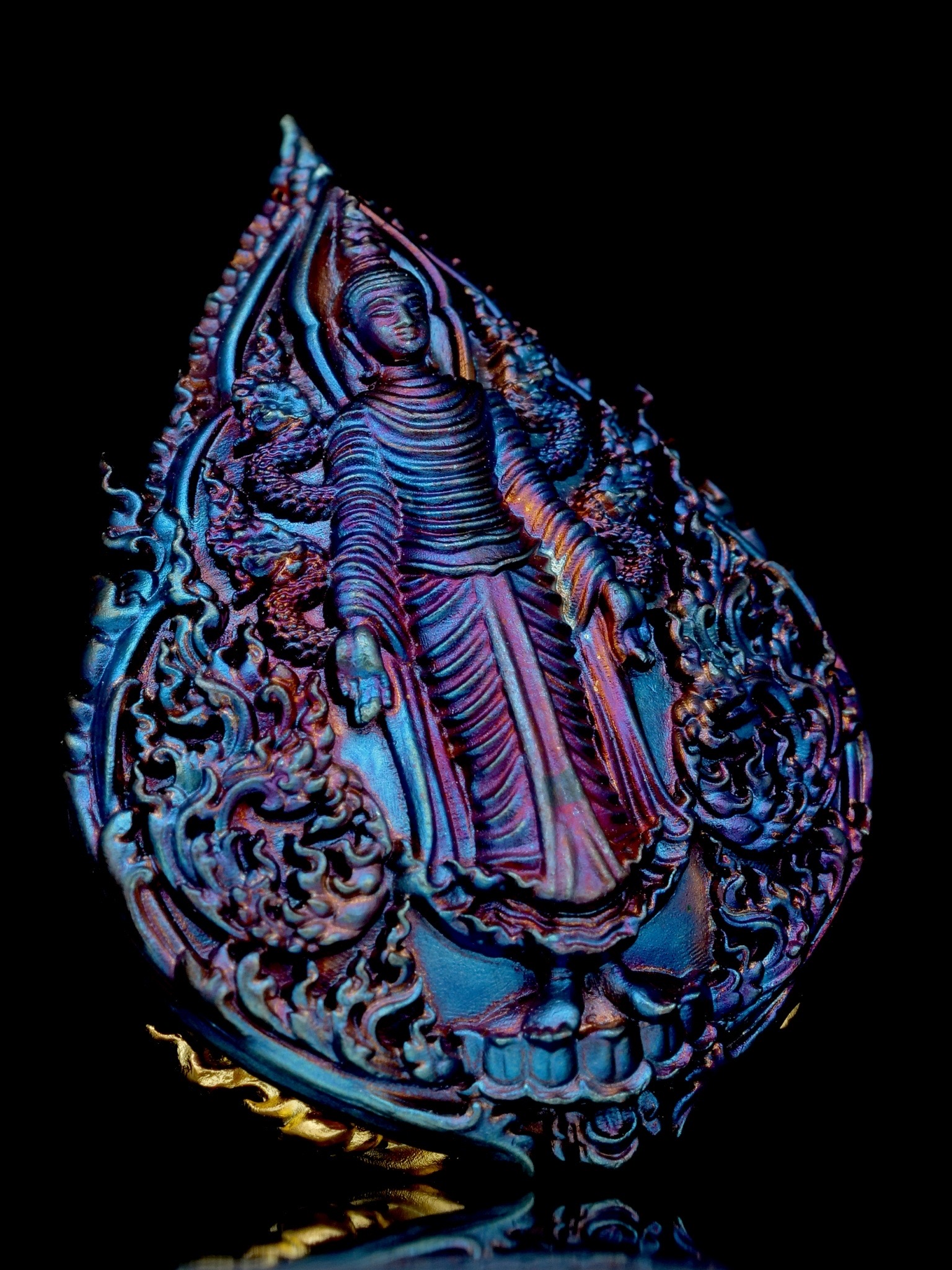 พระพุทธประทานพร รุ่น พุทธบารมี รหัส8 เนื้อบรอนซ์สีรุ้ง องค์ชุบทอง