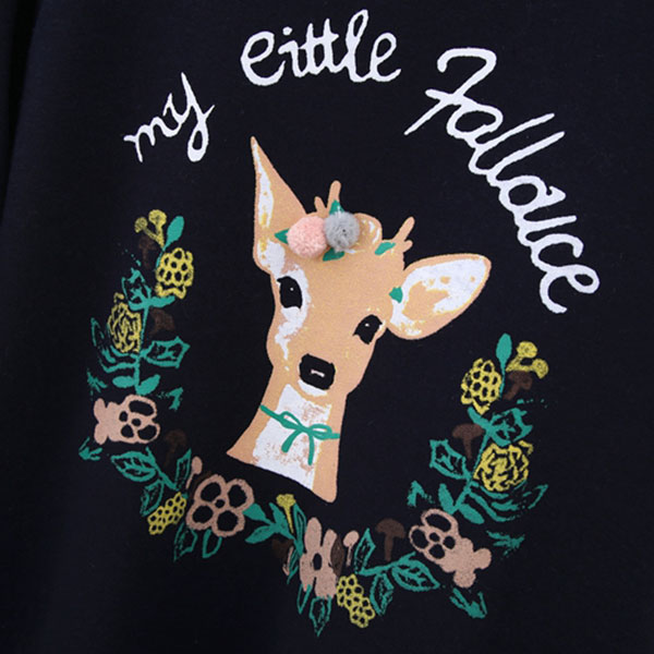 เสื้อสเวตเตอร์กันหนาววินเทจ พิมพ์ลายกวาง ซับกำมะหยี่เต็มตัว (12044LM)