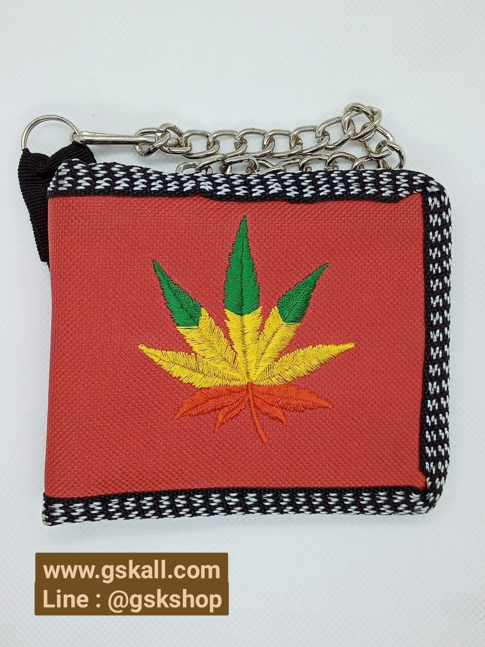 กระเป๋าสตางค์ผ้า ปักใบกัญชา