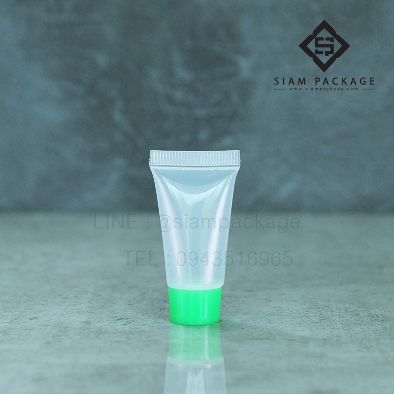 หลอดโฟม ฝาเกลียว ขนาด 5g.หลอดใส ฝาเขียว