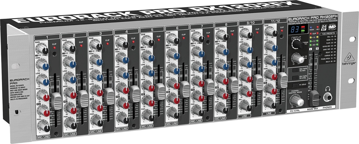 BEHRINGER EURORACK PRO RX1202FX อนาล็อค มิกเซอร์ ยึดแรกส์ 12 อินพุตไมค์