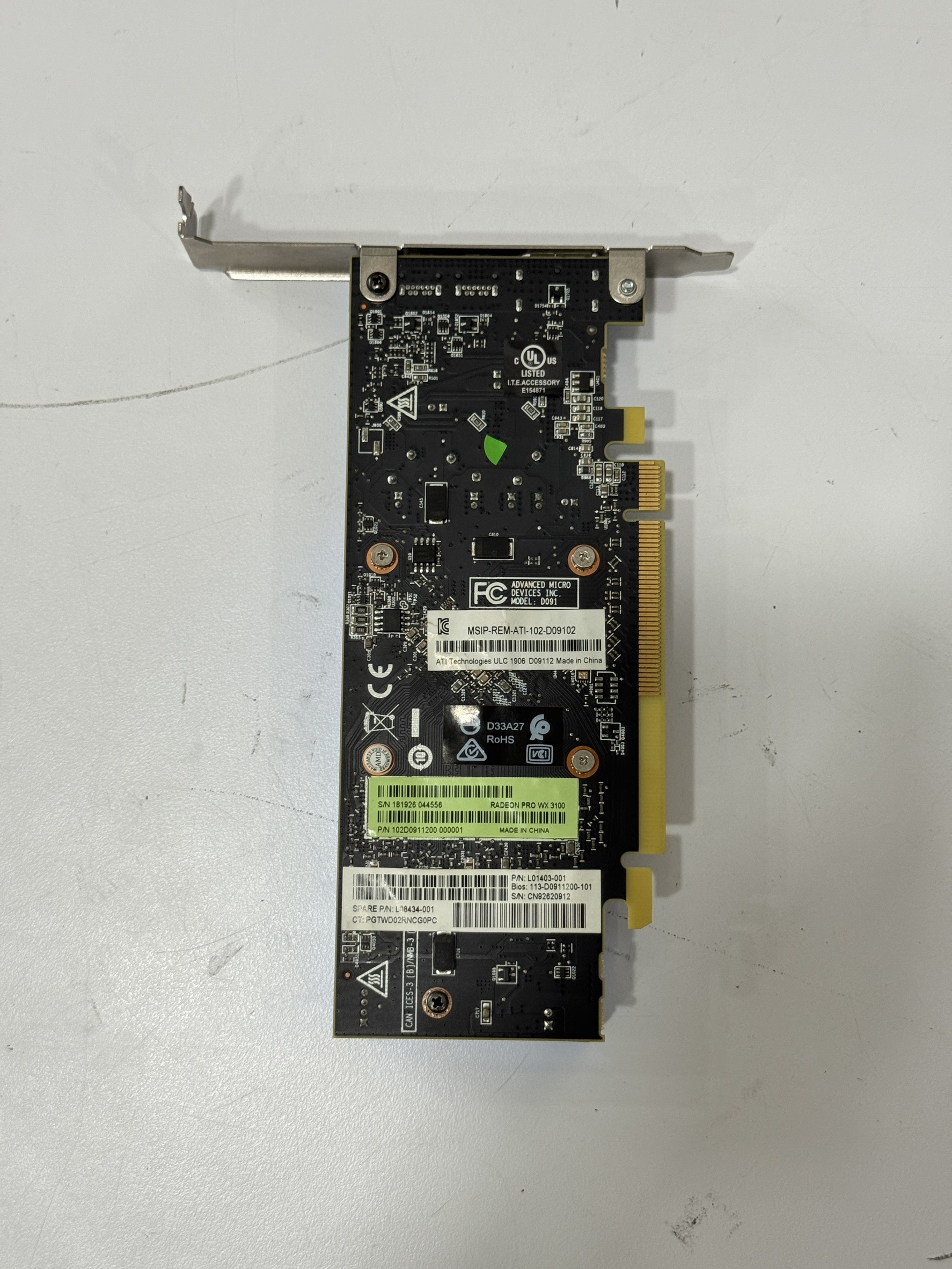 Graphic Card AMD Radeon Pro WX3100 4GB GDDR5 กราฟิกการ์ดมือสองสภาพดี