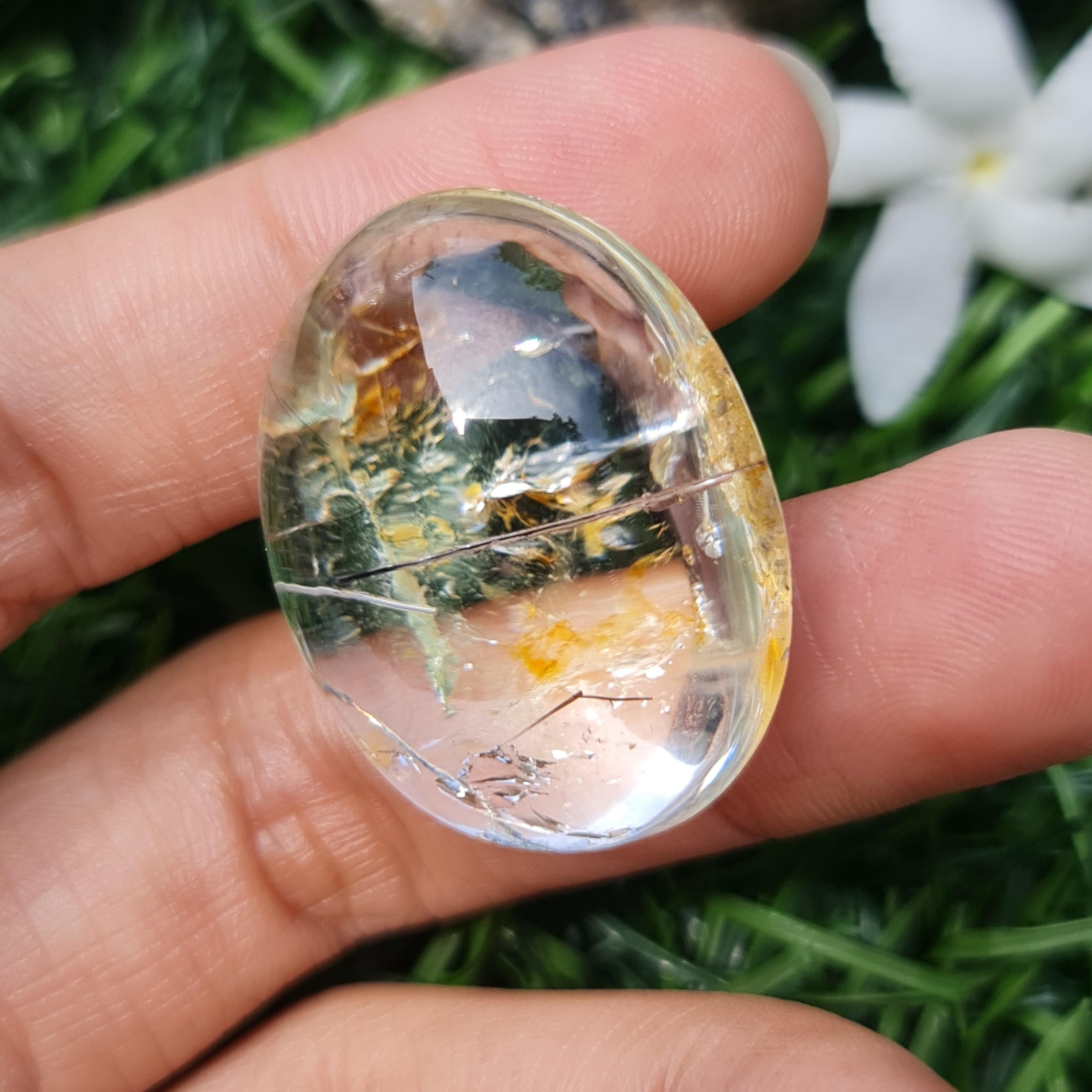 โป่งข่าม ควอตซ์ Rutilated Quartz 78.96 กะรัต Cts. พลอยแท้ อัญมณีมงคลประจําวันเกิด เครื่องประดับพลอย