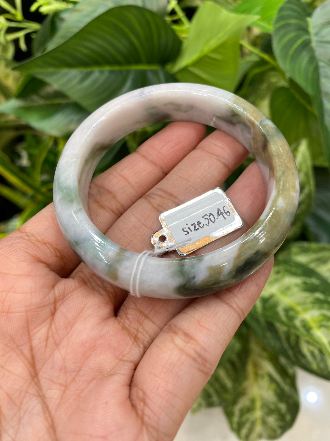 JB9001 หยก พม่า แท้ Jade กำไลหยก 50.46 มม. (Jadeite bracelet) พม่า (Myanmar)