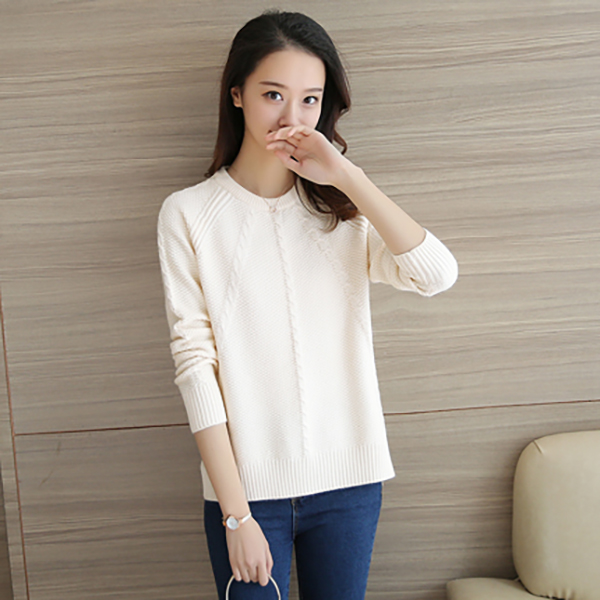 เสื้อสเวตเตอร์ไหมพรม แขนยาว ผ้านิ่มถักลาย (12085B)