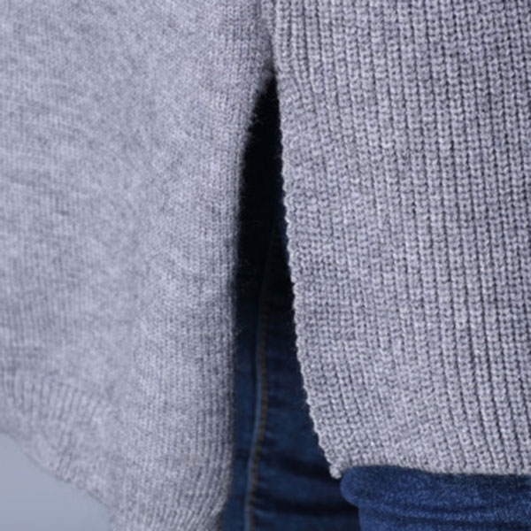 เสื้อคลุมกันหนาวตัวยาว ผ้าไหมพรมกึ่งวูลหนานุ่ม แต่งกระเป๋าคู่ (11657B)