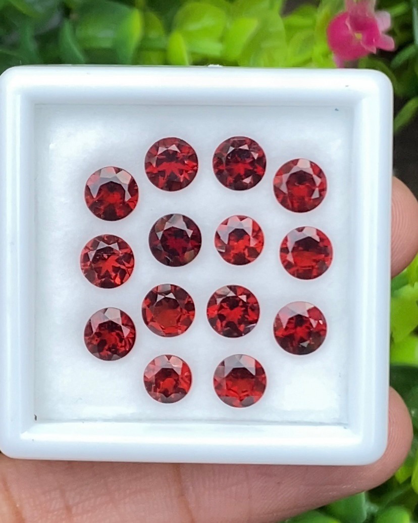 พลอย โกเมน Garnet 14 เม็ด (pcs.) 10.16 กะรัต (Cts.) พลอยแท้ อัญมณีมงคลประจําวันเกิด เครื่องประดับพลอย