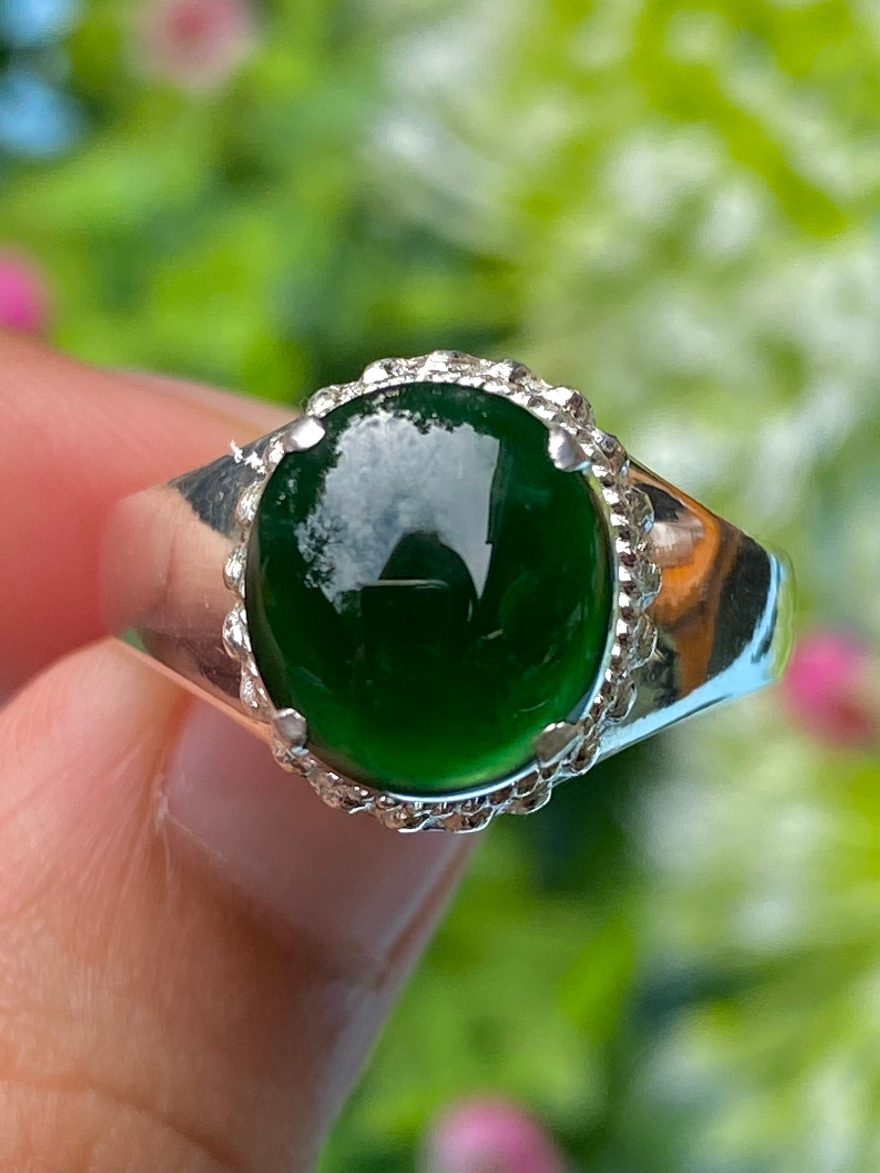 หยก พม่า แท้ Jade แหวนหยก (jadeite Ring) Size 57 ดิบ ไม่ผ่านการปรับปรุง (Type A) พม่า (Myanmar)