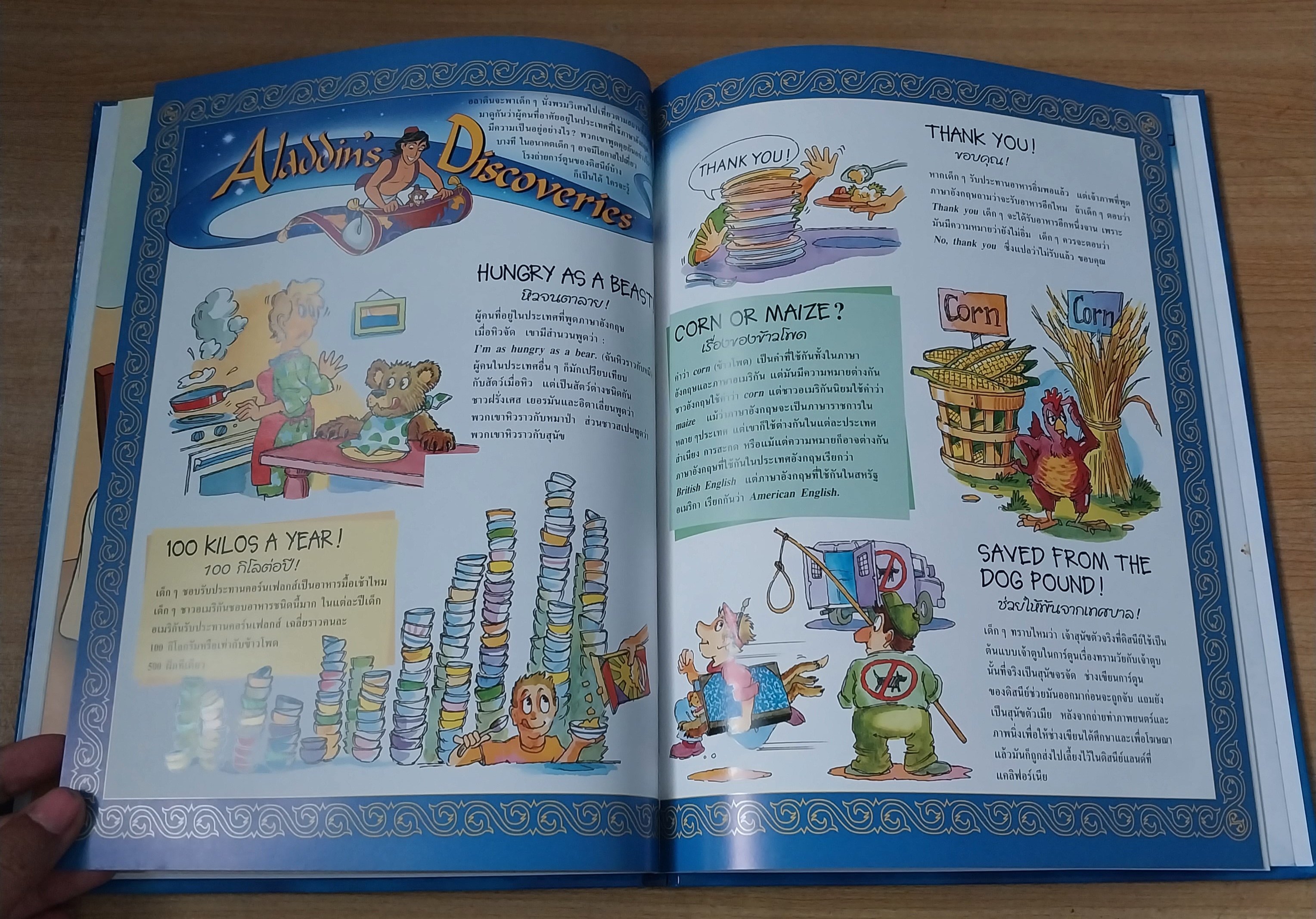 มีหลายภาพ Magic English เรียนภาษาอังกฤษกับดิสนีย์ ปก โดนัลดั๊ก ตอน อร่อยจังเลย หนังสือปกแข็งจาก Grolier International. ภาษาอังกฤษ-ไทย