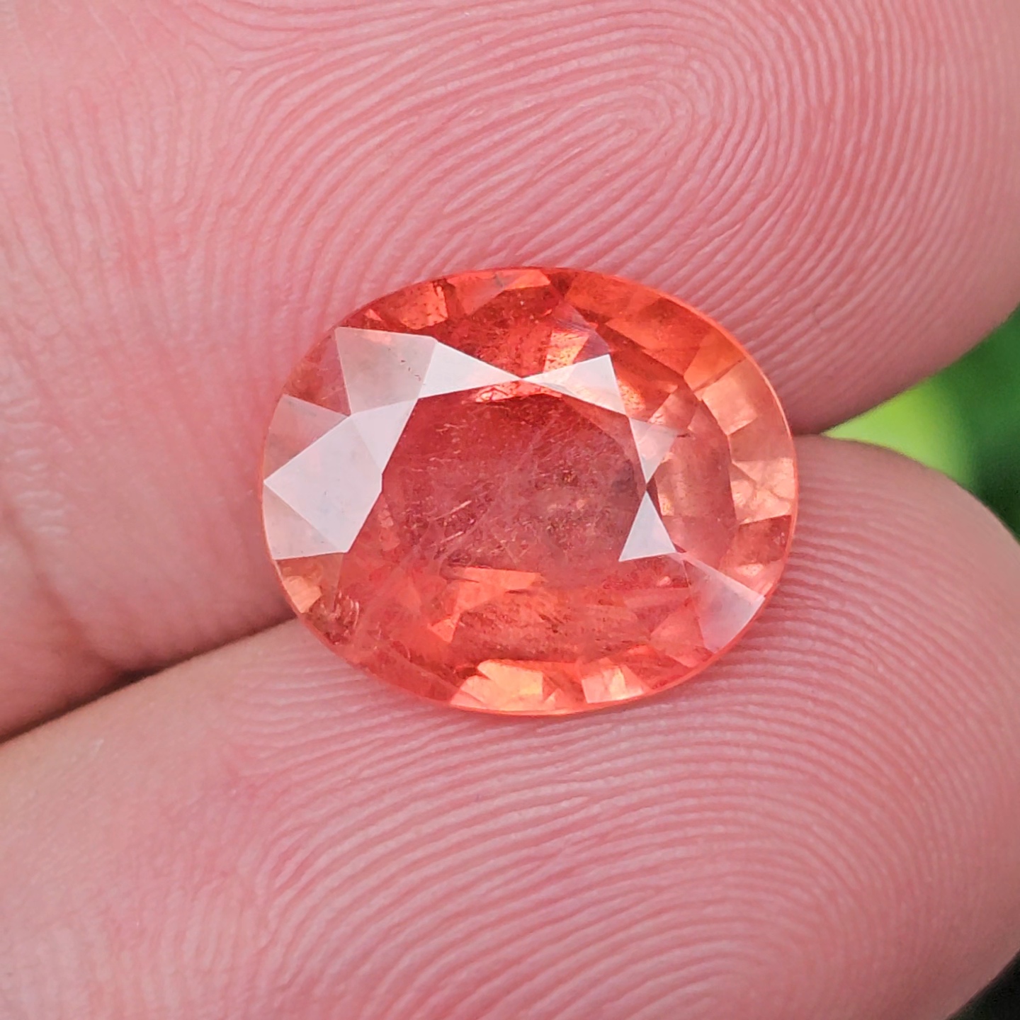 พลอย ออเรนจ์ แซฟไฟร์ Orange Sapphire 6.29 กะรัต (Cts.) พลอยแท้ อัญมณีมงคลประจําวันเกิด เครื่องประดับพลอย