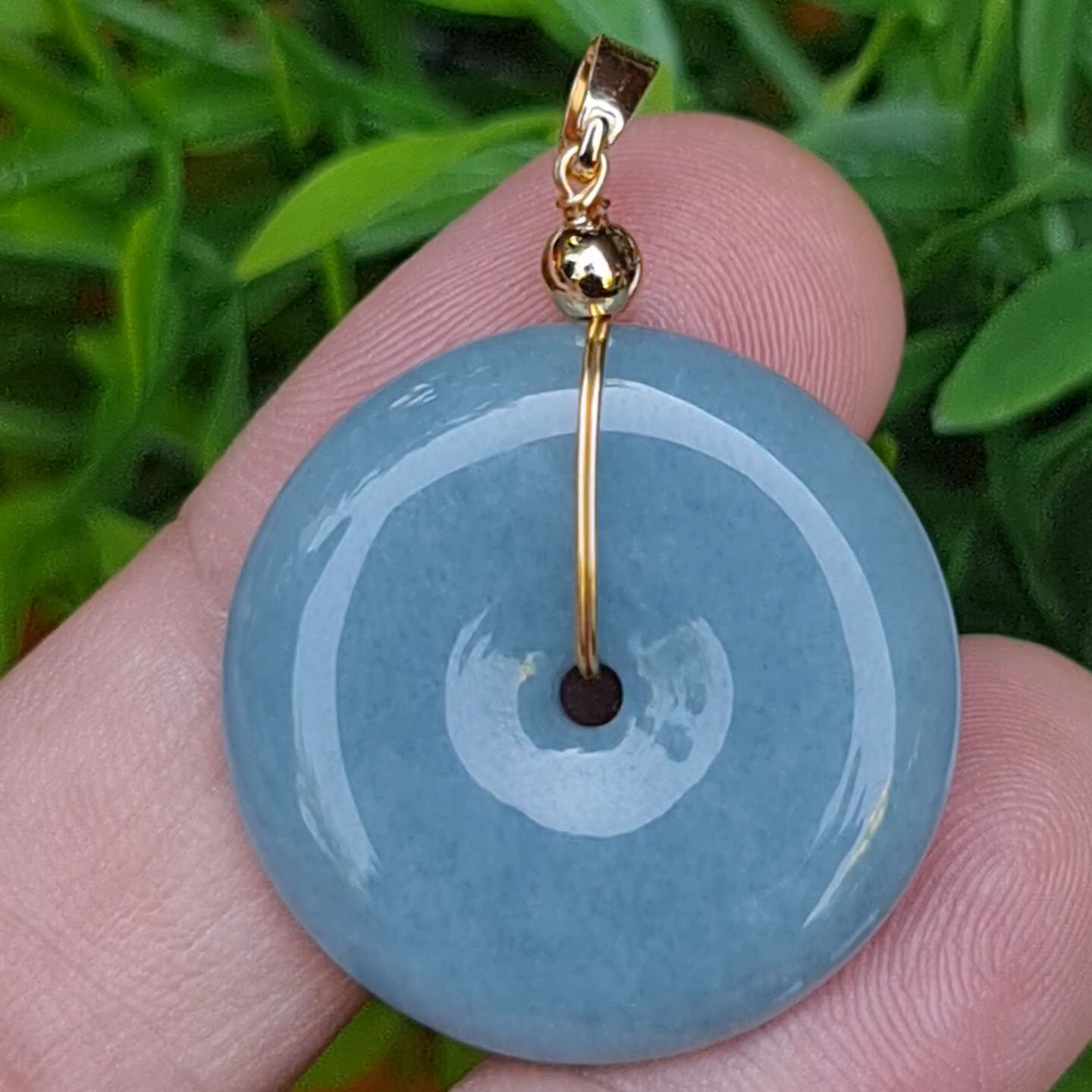 หยก จี้โดนัทหยก 48.45 Cts. (ฺBi Disc Jade) หยกแท้ อัญมณีมงคลประจําวันเกิด เครื่องประดับพลอย