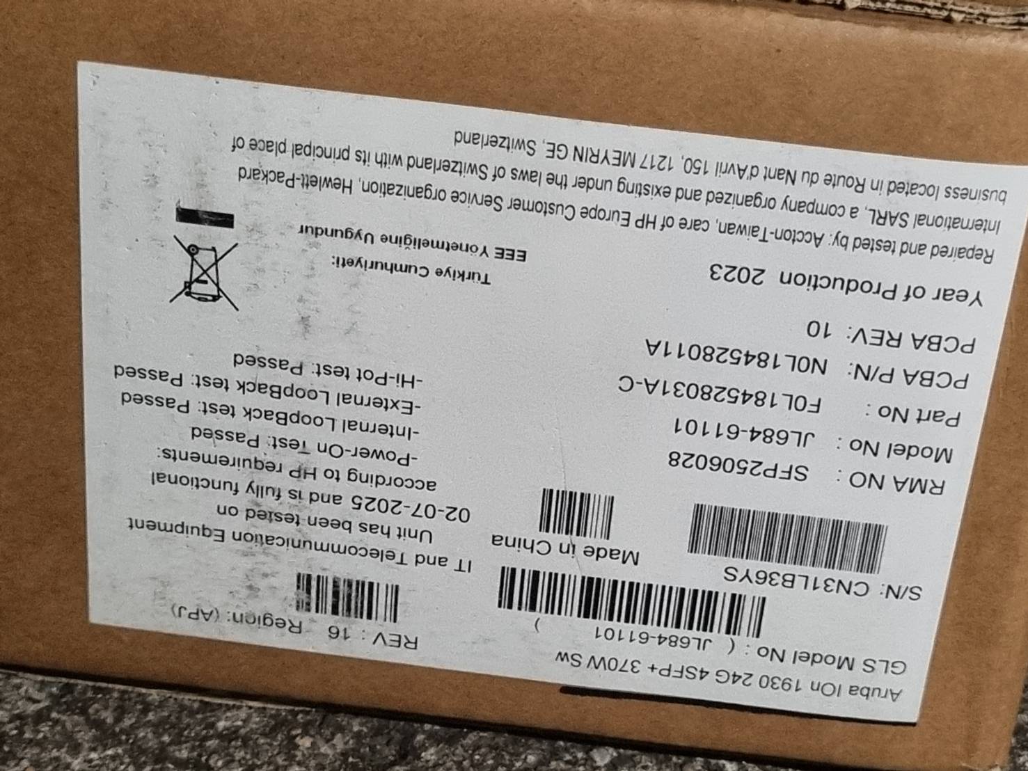 Aruba IOn 1930 24G 4SFP+ 370W Switch ของใหม่ มี 3 ตัว