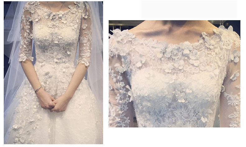 ชุดแต่งงาน แขนสี่ส่วน หางยาว