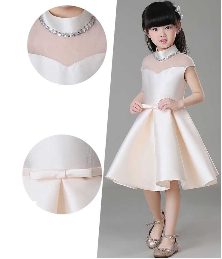 Pre-order ชุดราตรีเด็ก ชุดออกงาน ชุดกระโปรง สไตล์เจ้าหญิง แขนกุด คอสูง คาดเอวด้วยโบว์ กระโปรงจับจีบเล็กน้อย สวยหวาน มีซิปหลัง