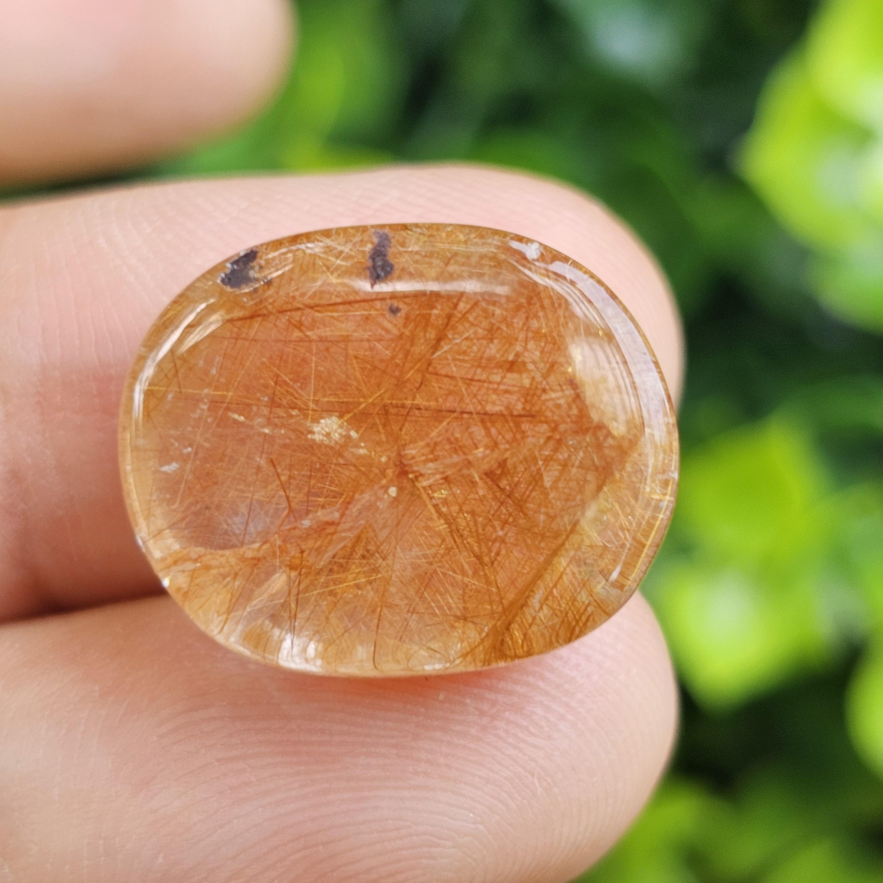 ไหมทอง ควอตซ์ Golden Rutilated Quartz 21.59 กะรัต Cts.พลอยแท้ อัญมณีมงคลประจําวันเกิด เครื่องประดับพลอย