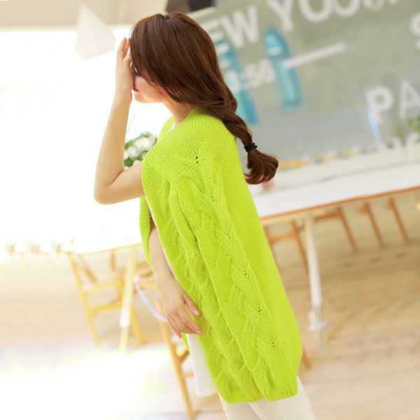 เสื้อคลุมกันหนาว ไหมพรมนิ่มถักลายนูน ผ่าหน้าแบบปล่อย (11774B)