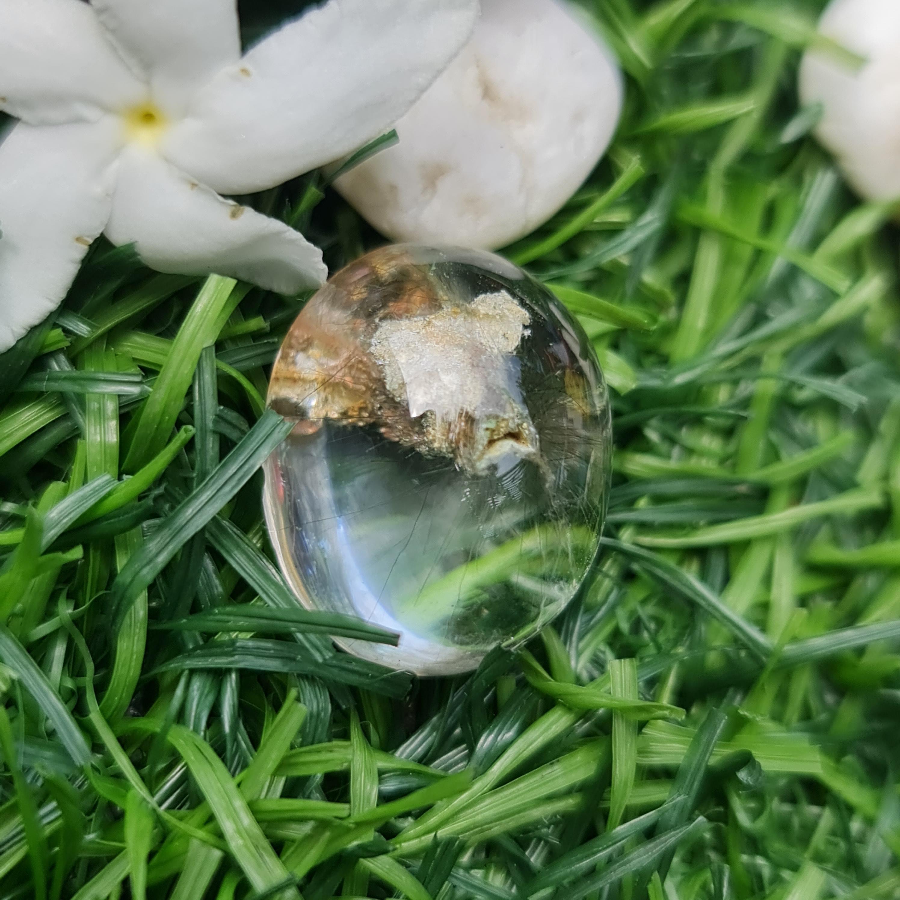 โป่งข่าม ควอตซ์ Rutilated Quartz 27.62 กะรัต Cts. พลอยแท้ อัญมณีมงคลประจําวันเกิด เครื่องประดับพลอย