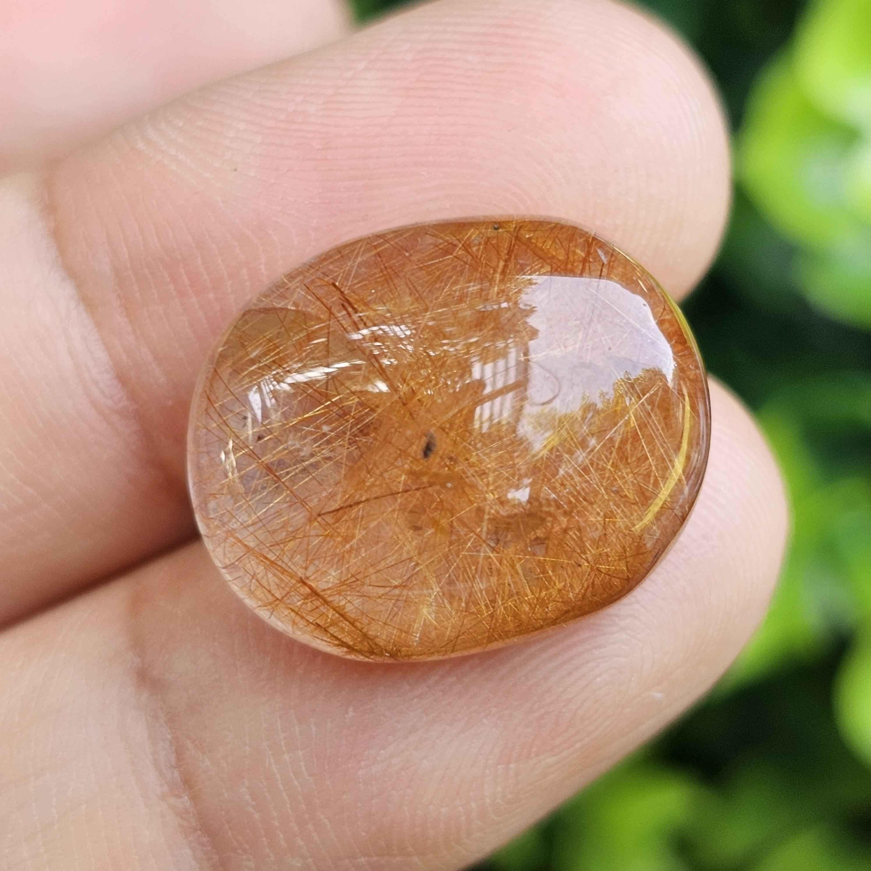 ไหมทอง ควอตซ์ Golden Rutilated Quartz 21.59 กะรัต Cts.พลอยแท้ อัญมณีมงคลประจําวันเกิด เครื่องประดับพลอย