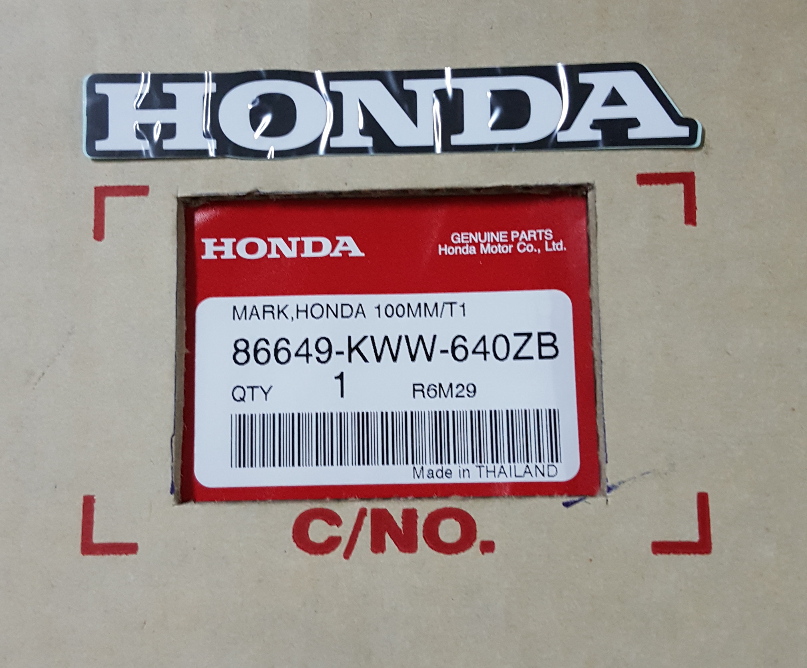 แถบเครื่องหมายHONDAข้างบังลมใน เวฟ110ไอ,ฯลฯ