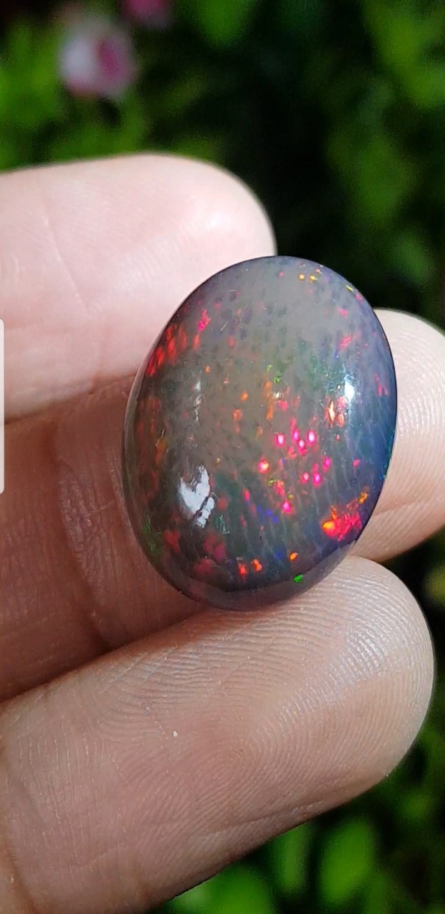 พลอย แบล็ก โอปอล Black Opal 13.73 กะรัต (Cts.) พลอยแท้ อัญมณีมงคลประจําวันเกิด เครื่องประดับพลอย