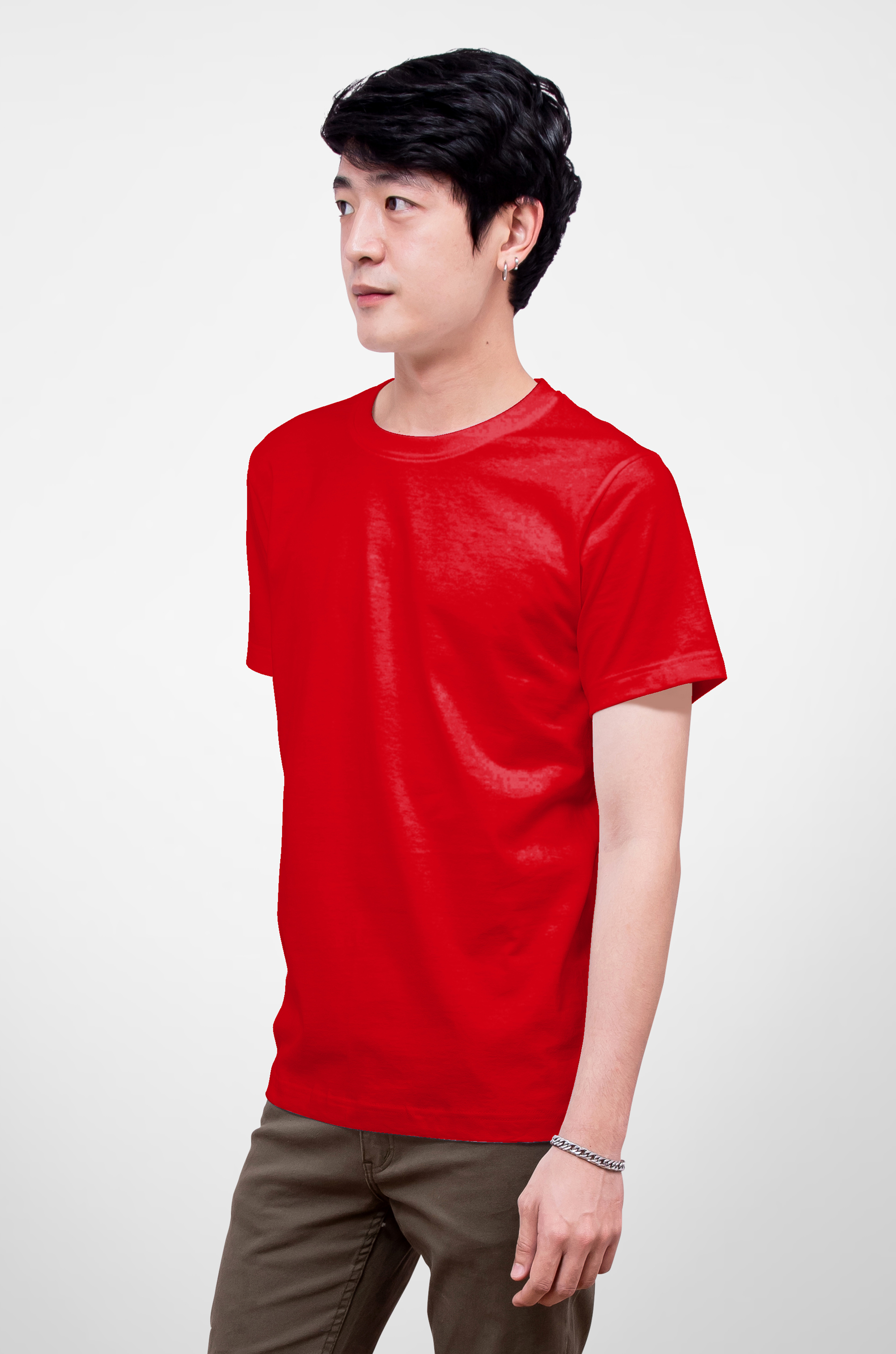 Noproblem Noproblem ยอดขาย No.1 รับประกัน ไม่ย้วย ไม่ยืด ผ้านุ่ม เสื้อยืด สีพื้น เสื้อยืดคอกลม สีแดง