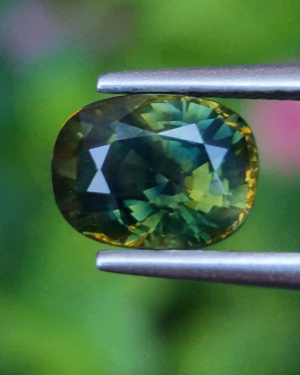 พลอย แซฟไฟร์ 2 สี Bi Color Sapphire 2.09 กะรัต (Cts.) พลอยแท้ อัญมณีมงคลประจําวันเกิด เครื่องประดับพลอย