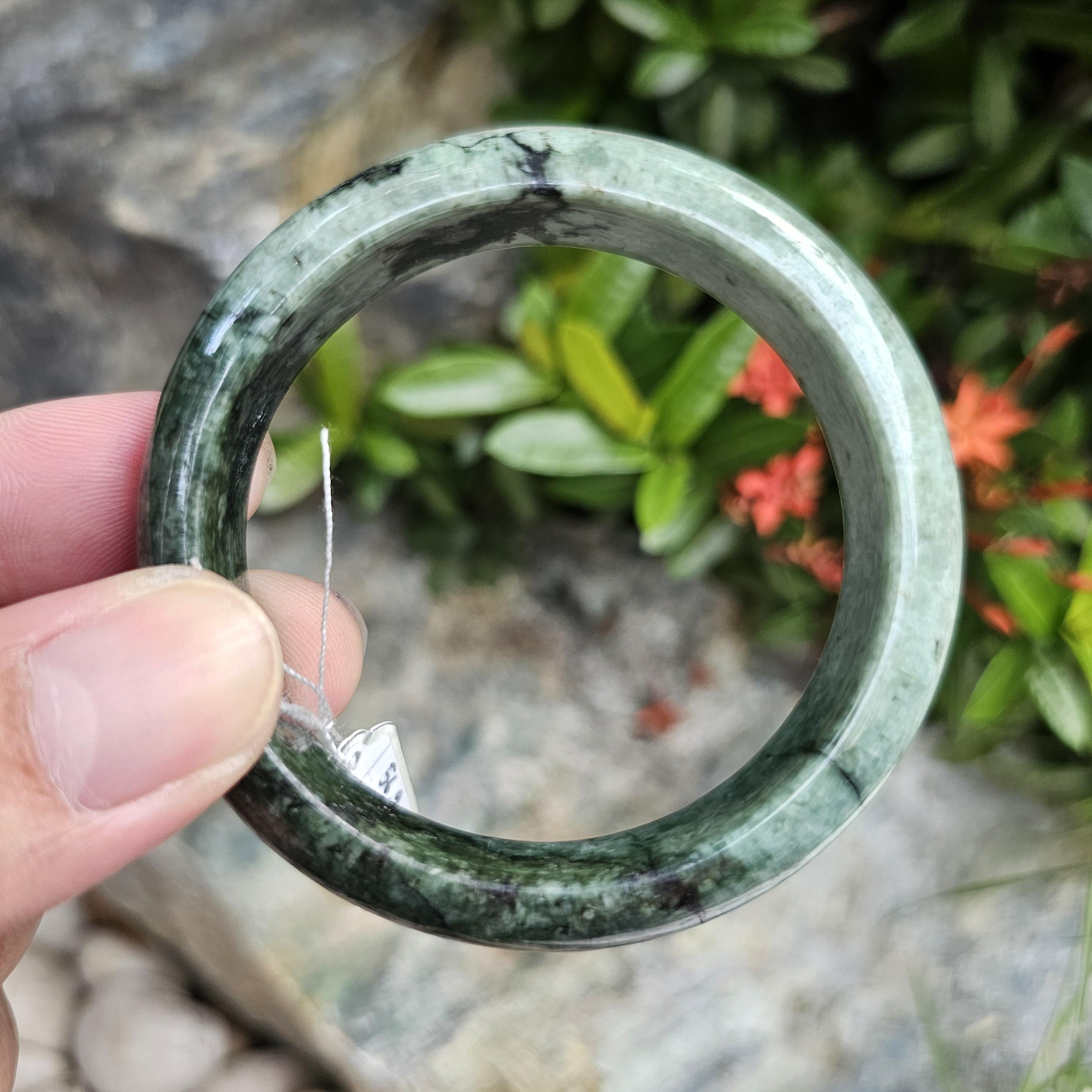 JB6804012 หยก พม่า แท้ Jade กำไลหยก 56.9 มม. (Jadeite bracelet) พม่า (Myanmar)