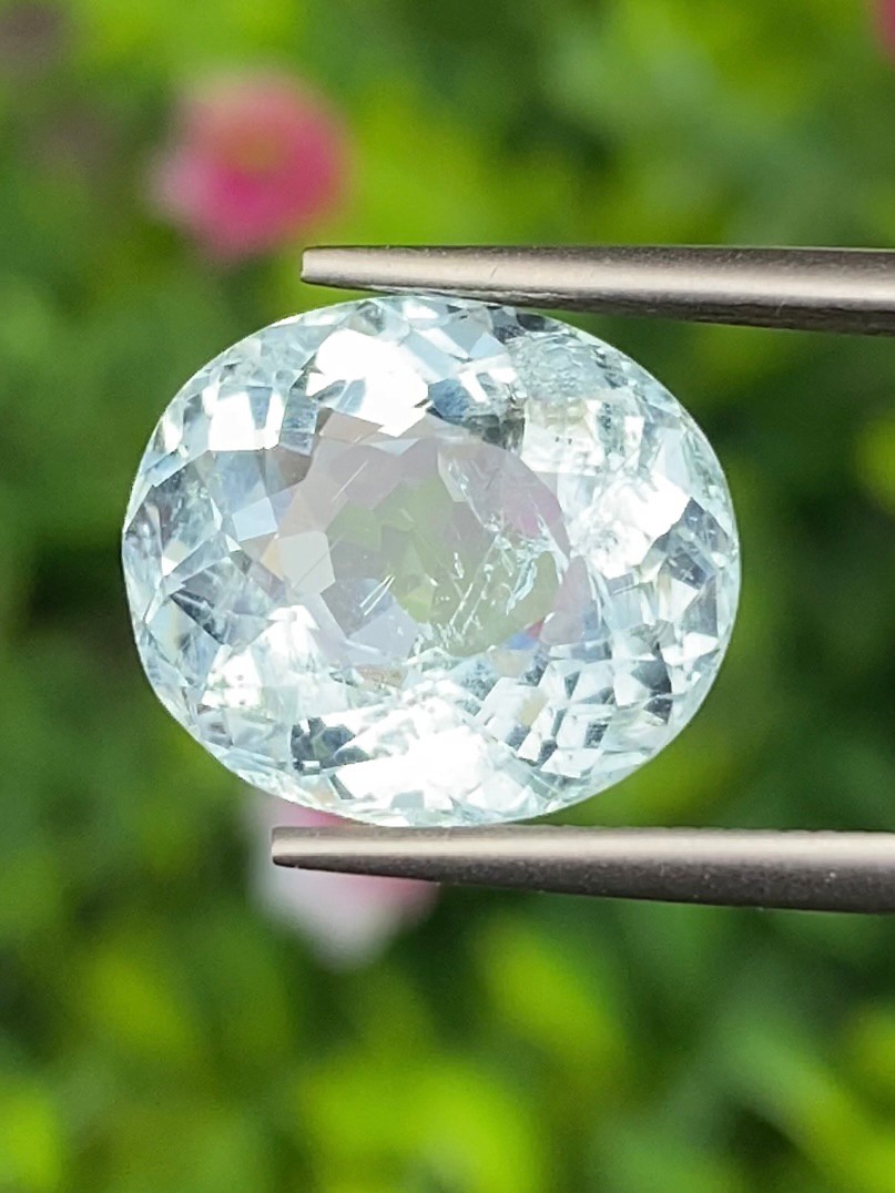 พลอย อความารีน Aquamarine 5.96 กะรัต (Cts.) พลอยแท้ อัญมณีมงคลประจําวันเกิด เครื่องประดับพลอย