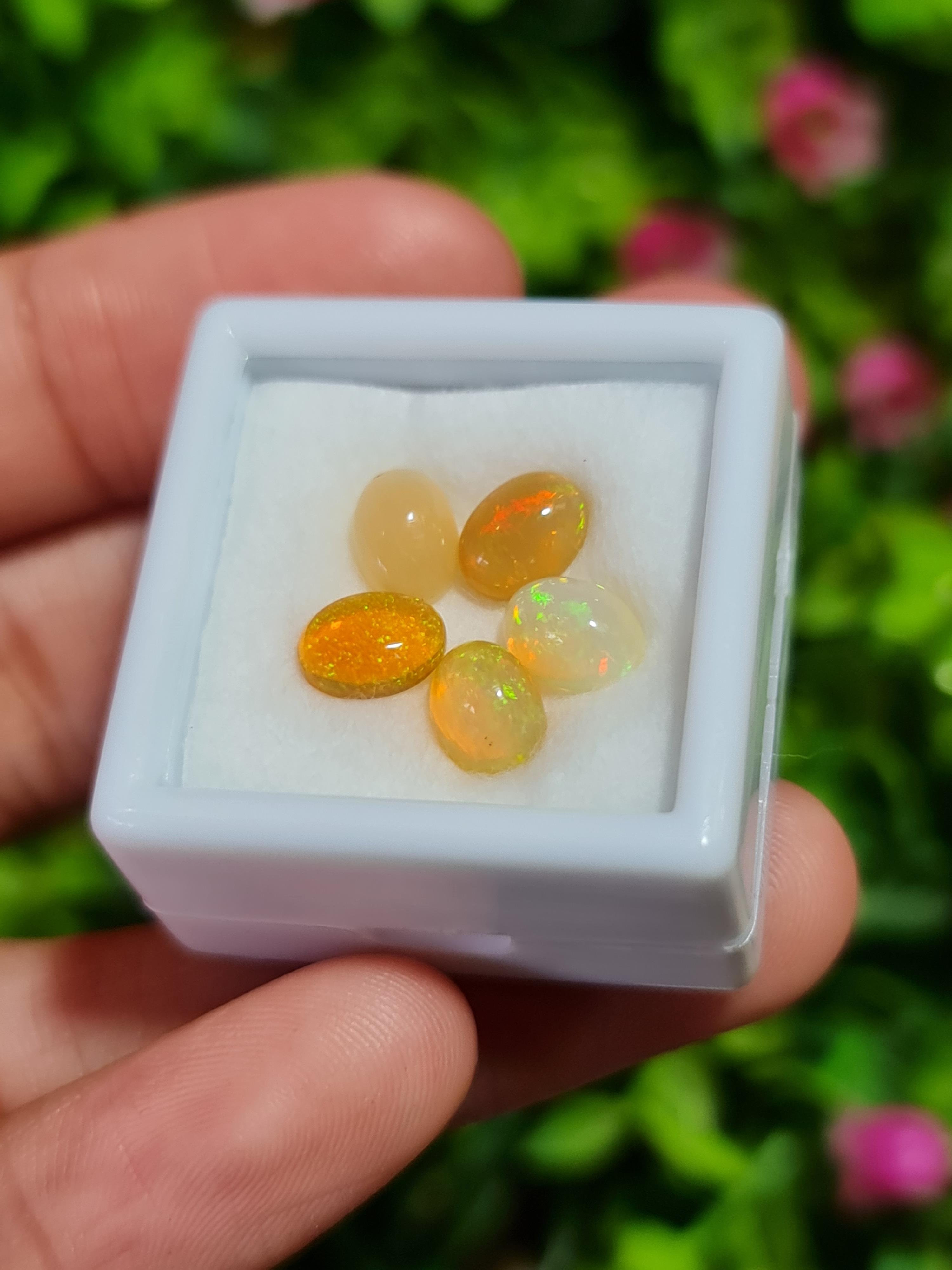 พลอย โอปอล Opal 3.10 กะรัต (Cts.) 5 เม็ด (Pcs.) พลอยแท้ อัญมณีมงคลประจําวันเกิด เครื่องประดับพลอย