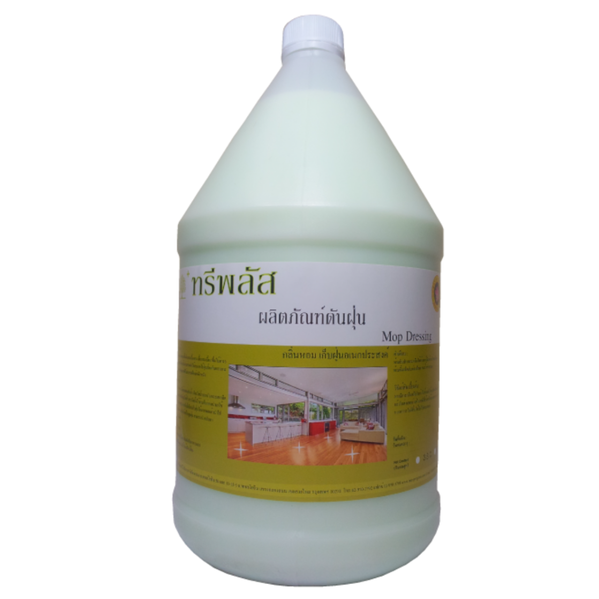 น้ำยาดันฝุ่นถูพื้นเคลือบเงา เก็บฝุ่น สูตรน้ำ (Dust Cleaner) สีเขียวนม กลิ่นสปริงฟิล 3.8 / 20 ลิตร ทรีพลัส By TREEPROGRESS