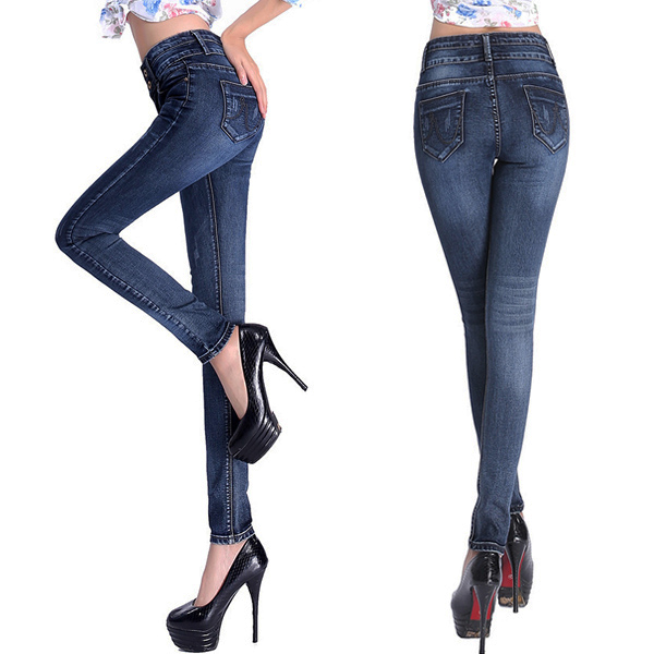 กางเกงยีนส์กันหนาว ทรงสลิม รุ่นหนาซับกำมะหยี่ (11530X)