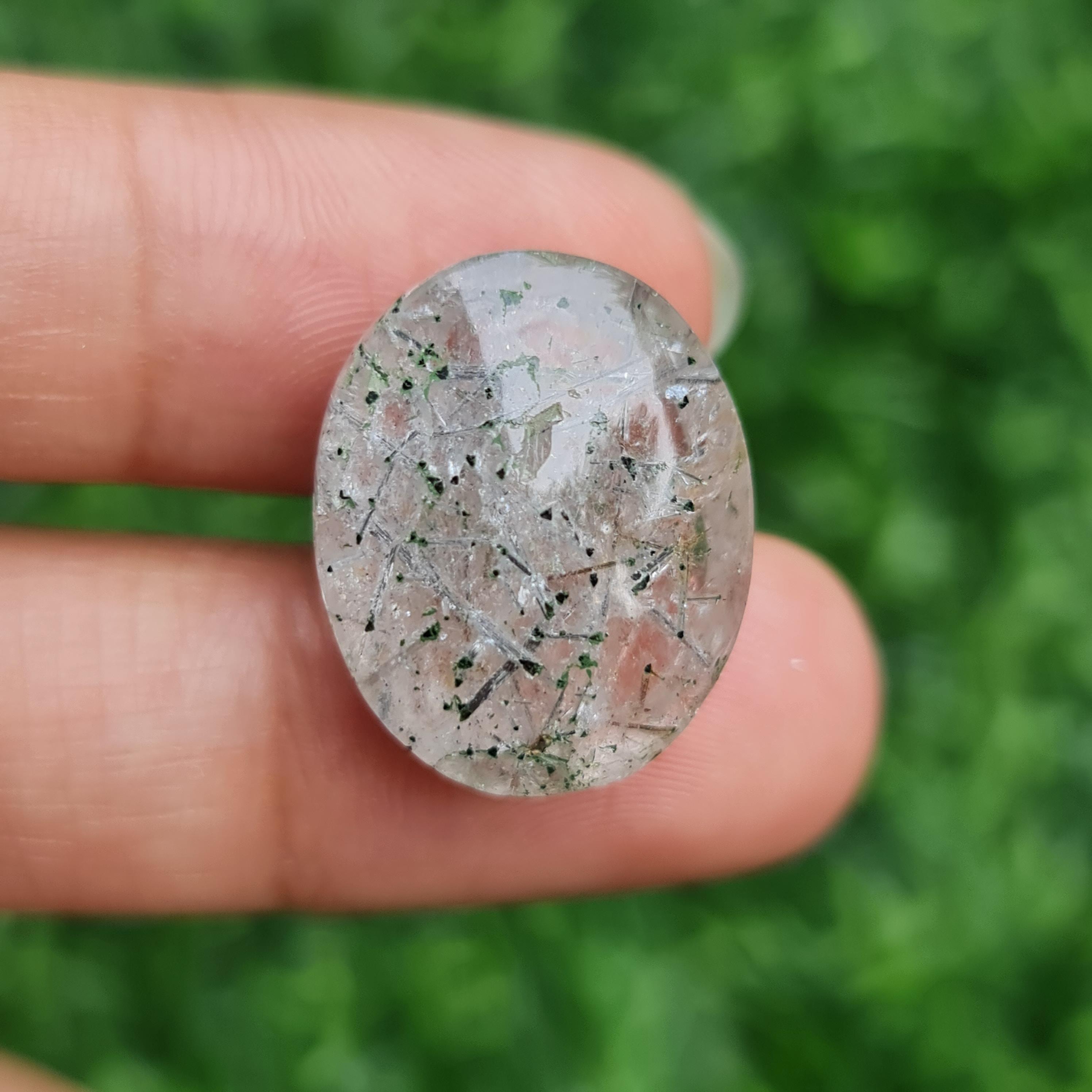 โป่งข่าม ควอตซ์ Rutilated Quartz 25.40 กะรัต Cts. พลอยแท้ อัญมณีมงคลประจําวันเกิด เครื่องประดับพลอย