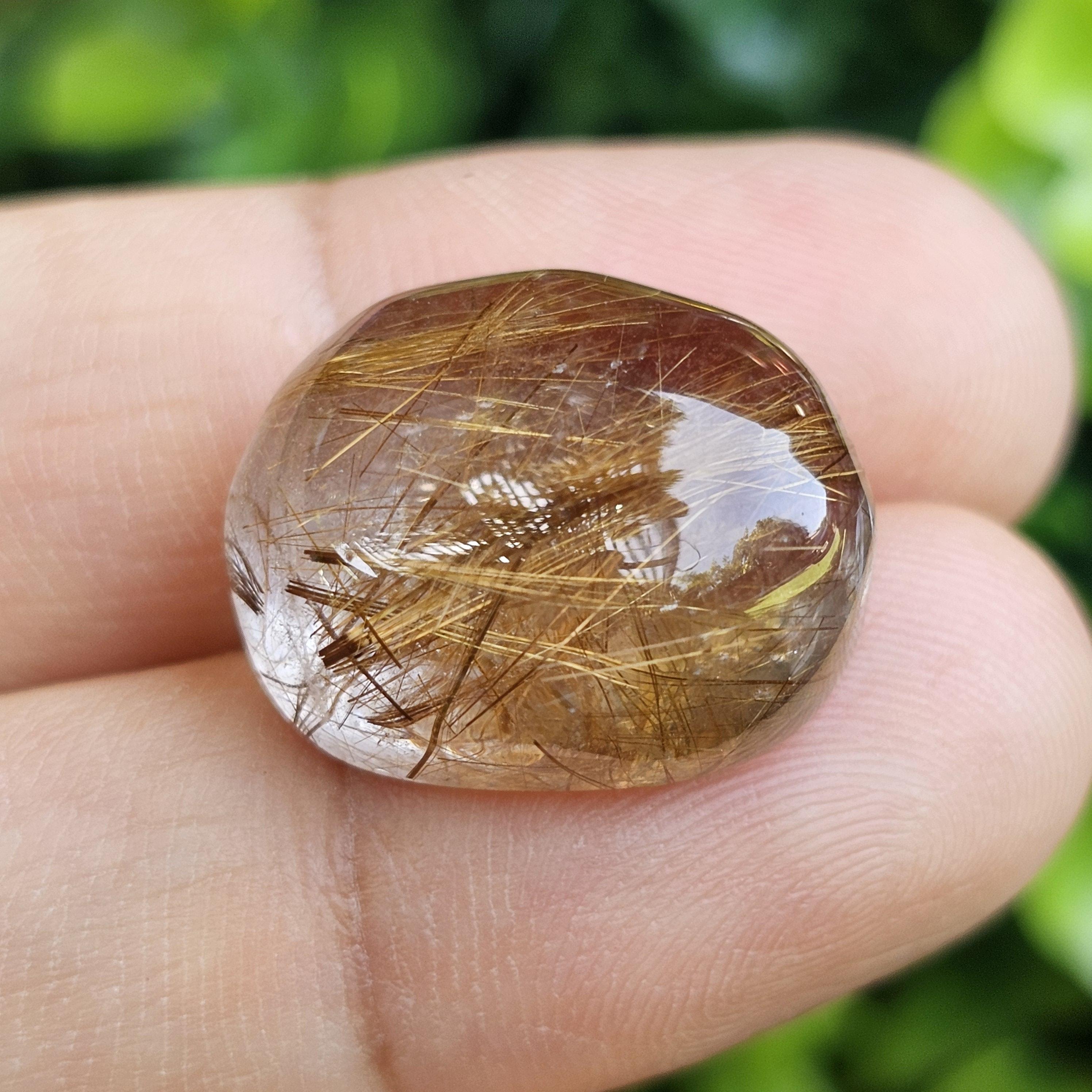 ไหมทอง ควอตซ์ Golden Rutilated Quartz 24.28 กะรัต Cts.พลอยแท้ อัญมณีมงคลประจําวันเกิด เครื่องประดับพลอย