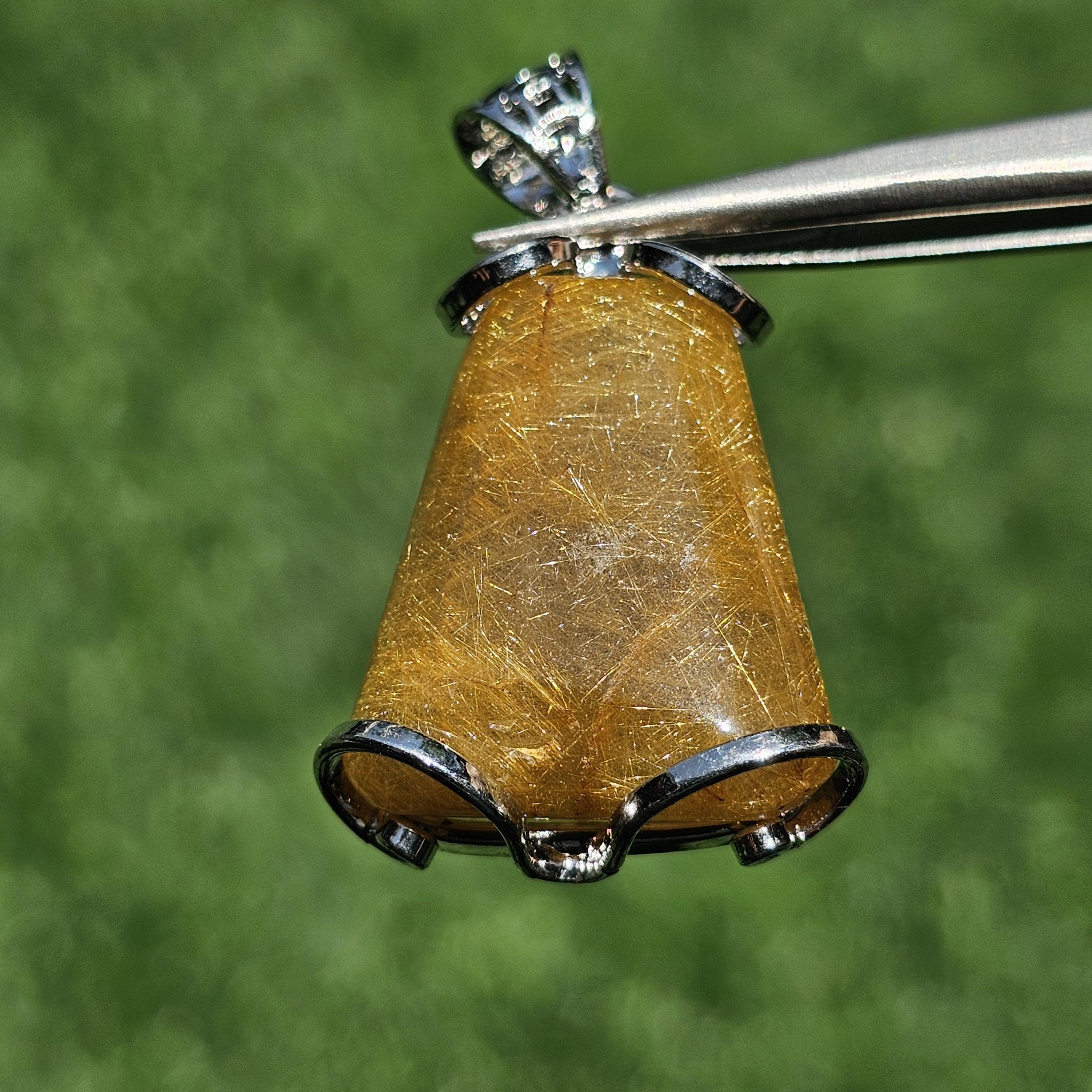 จี้ไหมทอง (Golden Rutilated Quartz) 8.11 กรัม g. พลอยแท้ อัญมณีมงคลประจําวันเกิด เครื่องประดับพลอย