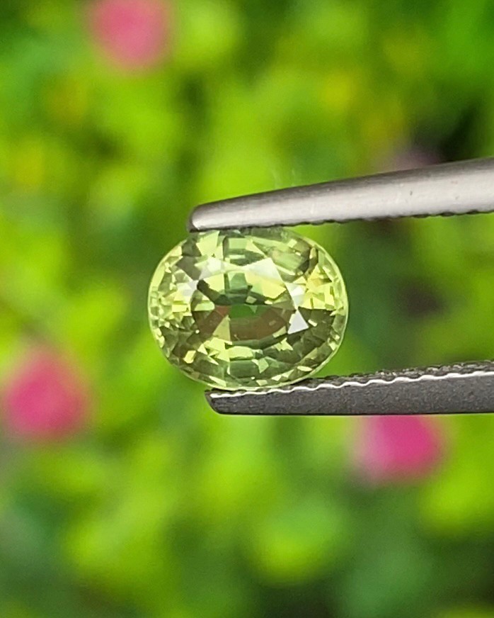 พลอย บุษราคัม (yellow sapphire) 1.25 กะรัต (Cts.) ดิบ (Unheated) พลอยแท้ อัญมณีมงคลประจําวันเกิด เครื่องประดับพลอย
