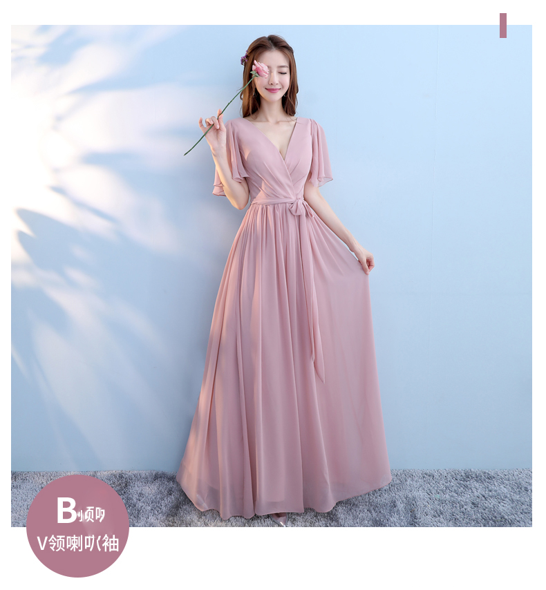 Pre-order ชุดเพื่อนเจ้าสาว สีชมพู Nude ผ้าชีฟอง เชือกผูกหลัง มีหลายแบบ