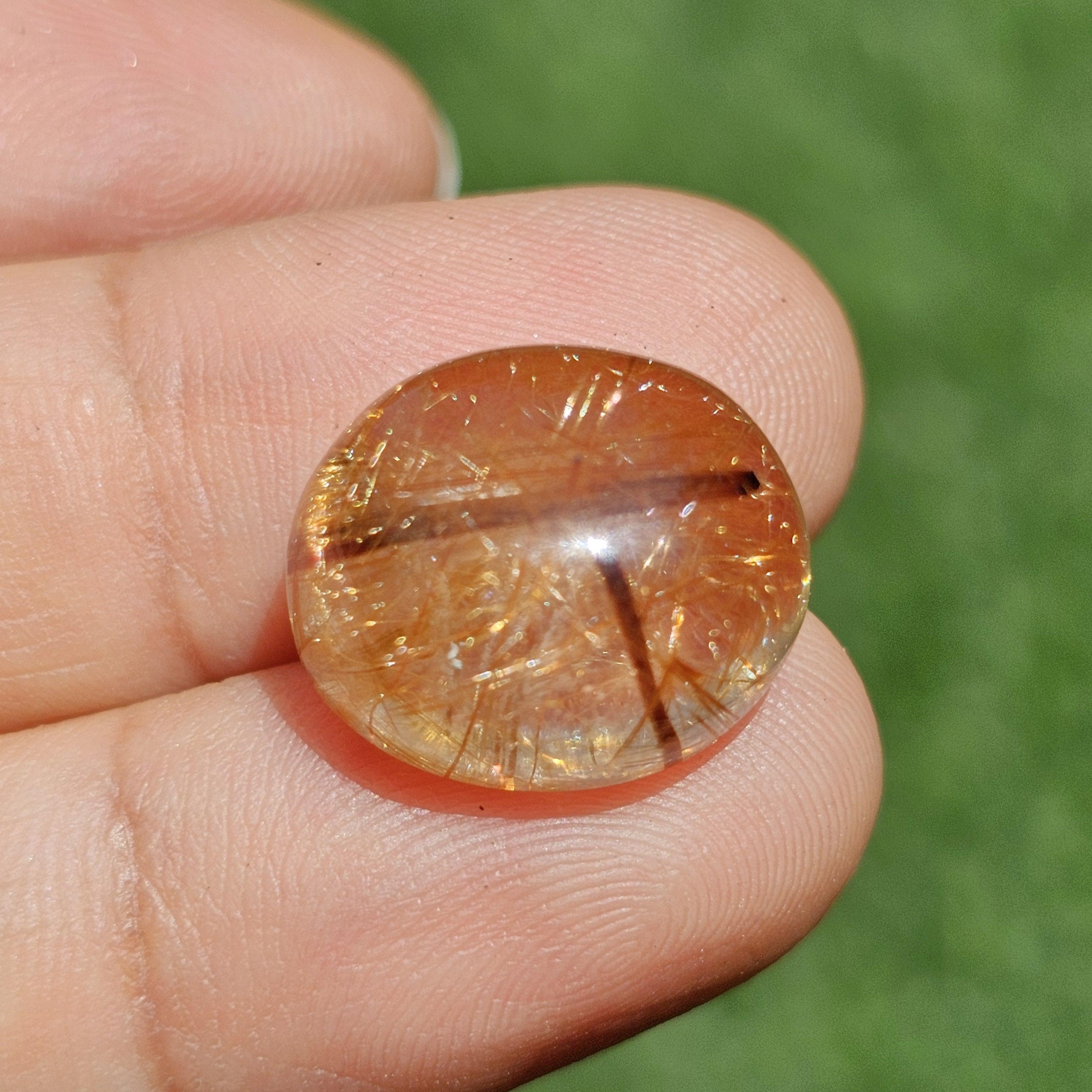 ไหมทอง ควอตซ์ Golden Rutilated Quartz 17.12 กะรัต Cts.พลอยแท้ อัญมณีมงคลประจําวันเกิด เครื่องประดับพลอย